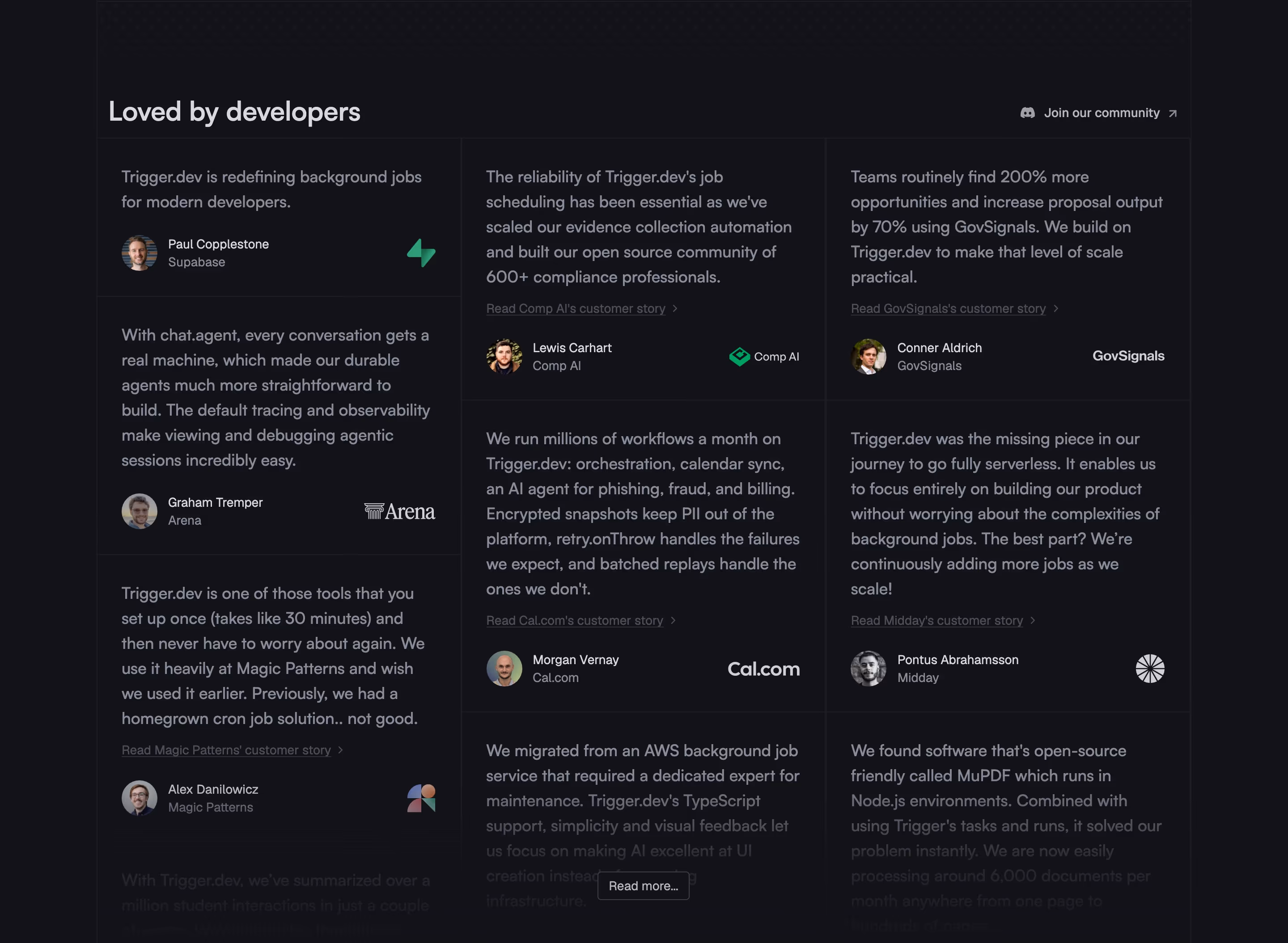 Trigger testimonials — Engineering & Infrastructure