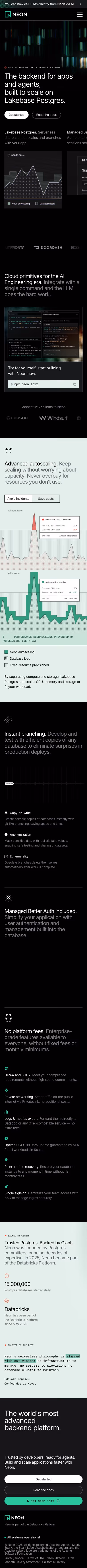 Neon mobile design — Engineering & Infrastructure