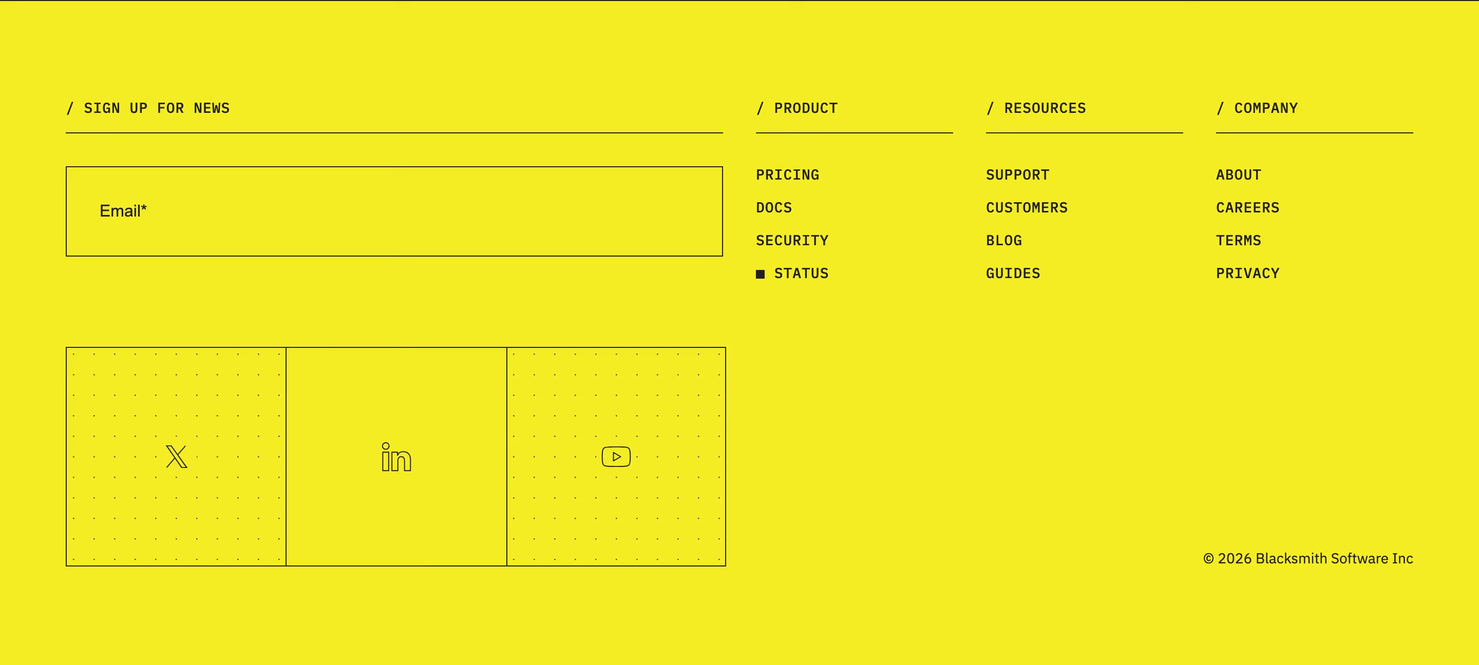 Blacksmith footer design — Engineering & Infrastructure