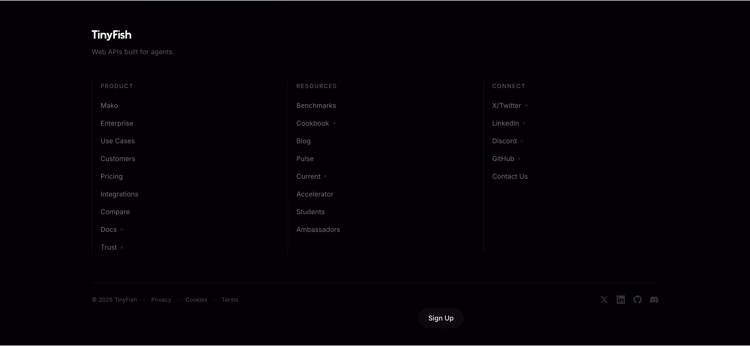 Tinyfish footer design — Engineering & Infrastructure