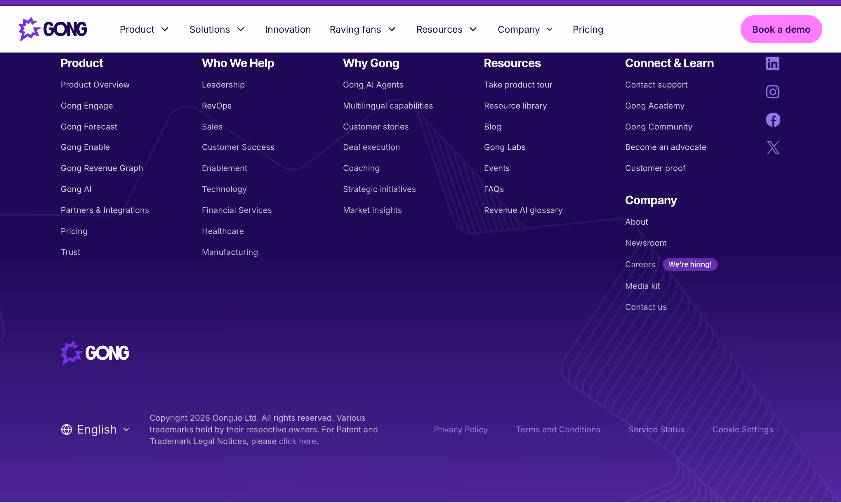 Gong footer design — Sales & Support