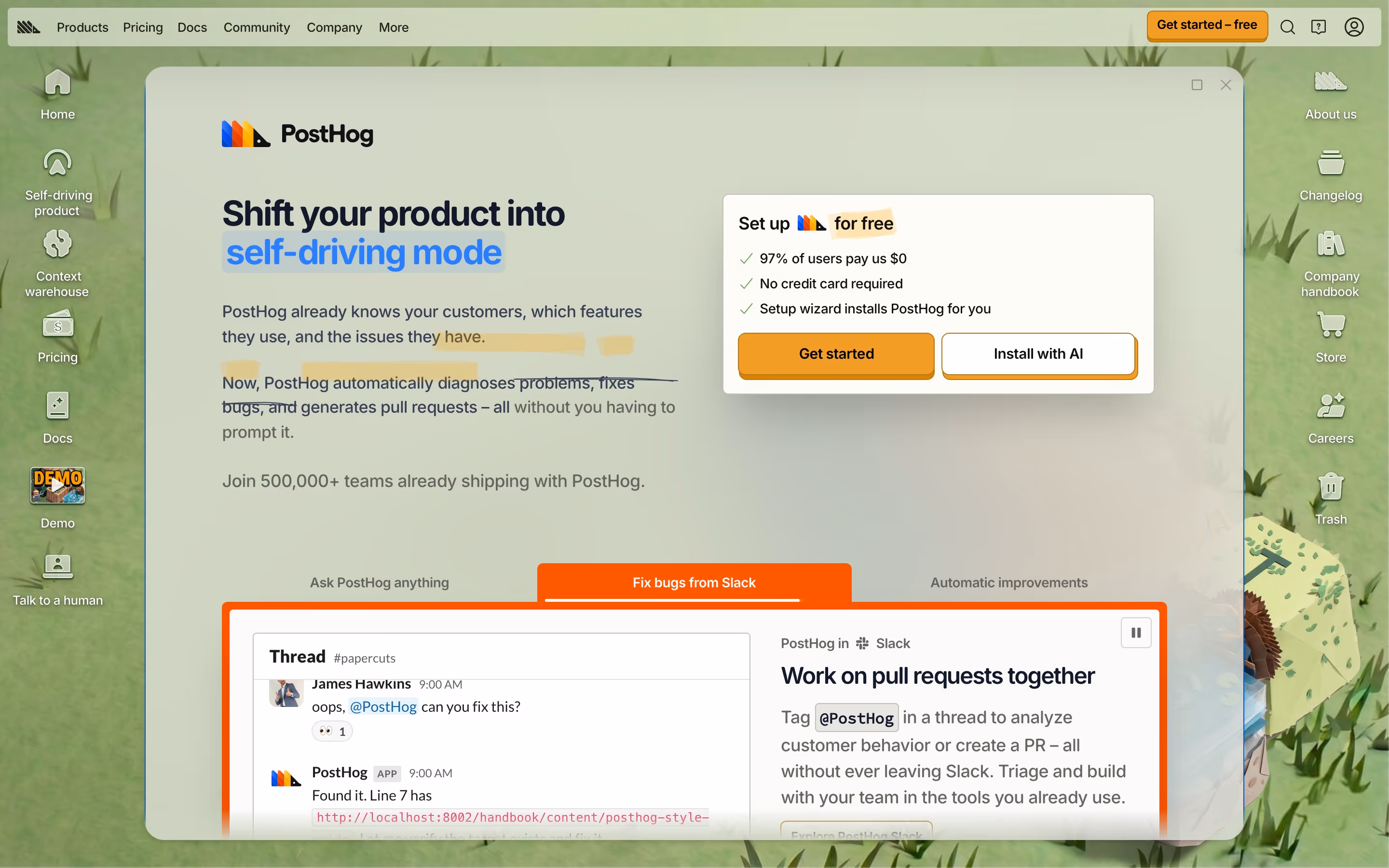 Posthog hero design — Data & Analytics