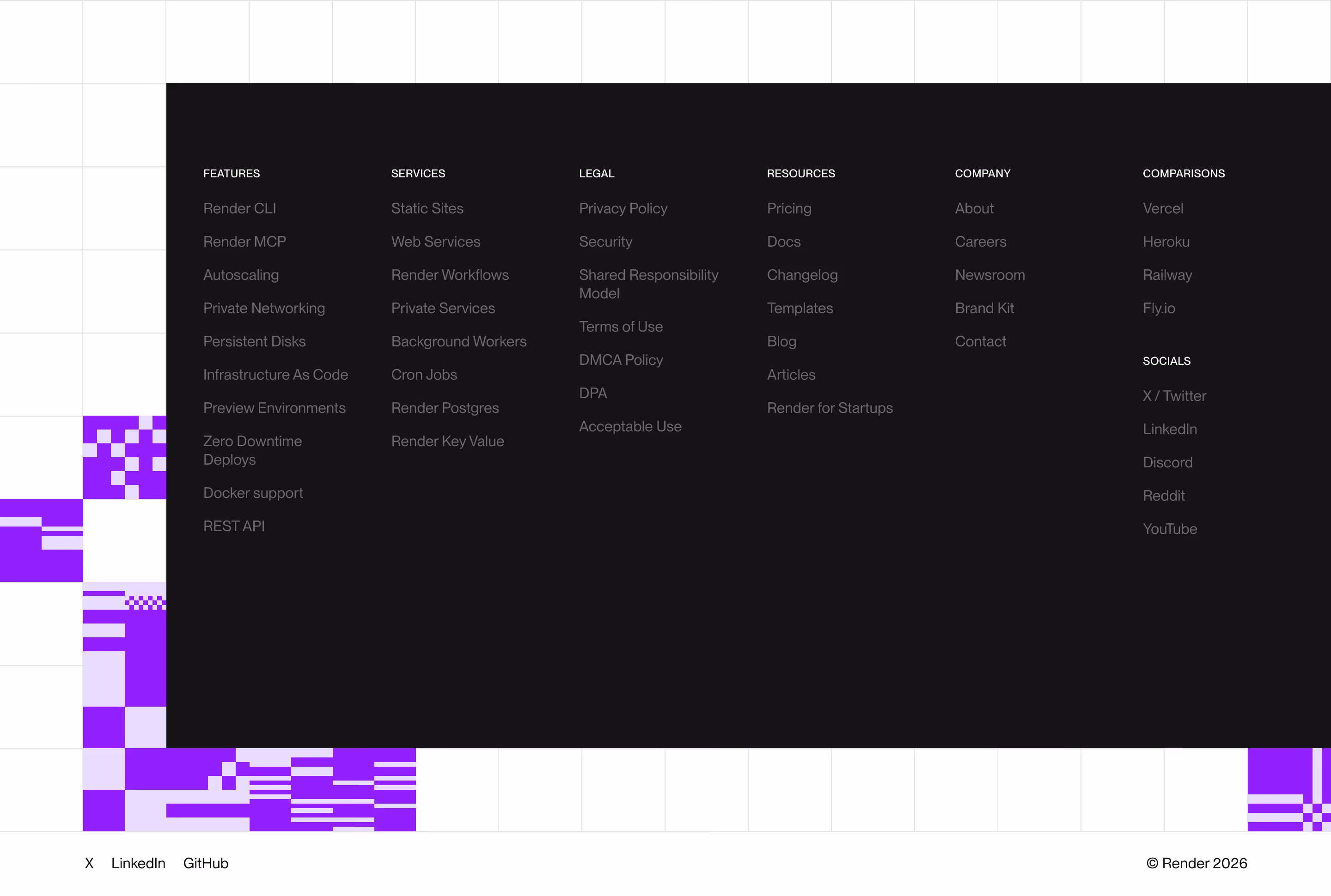 Render footer design — Engineering & Infrastructure