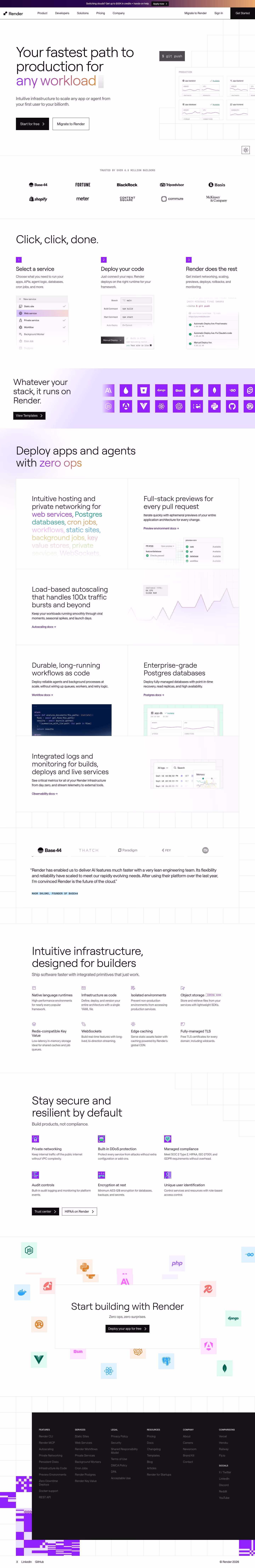 Render landing page design — Engineering & Infrastructure