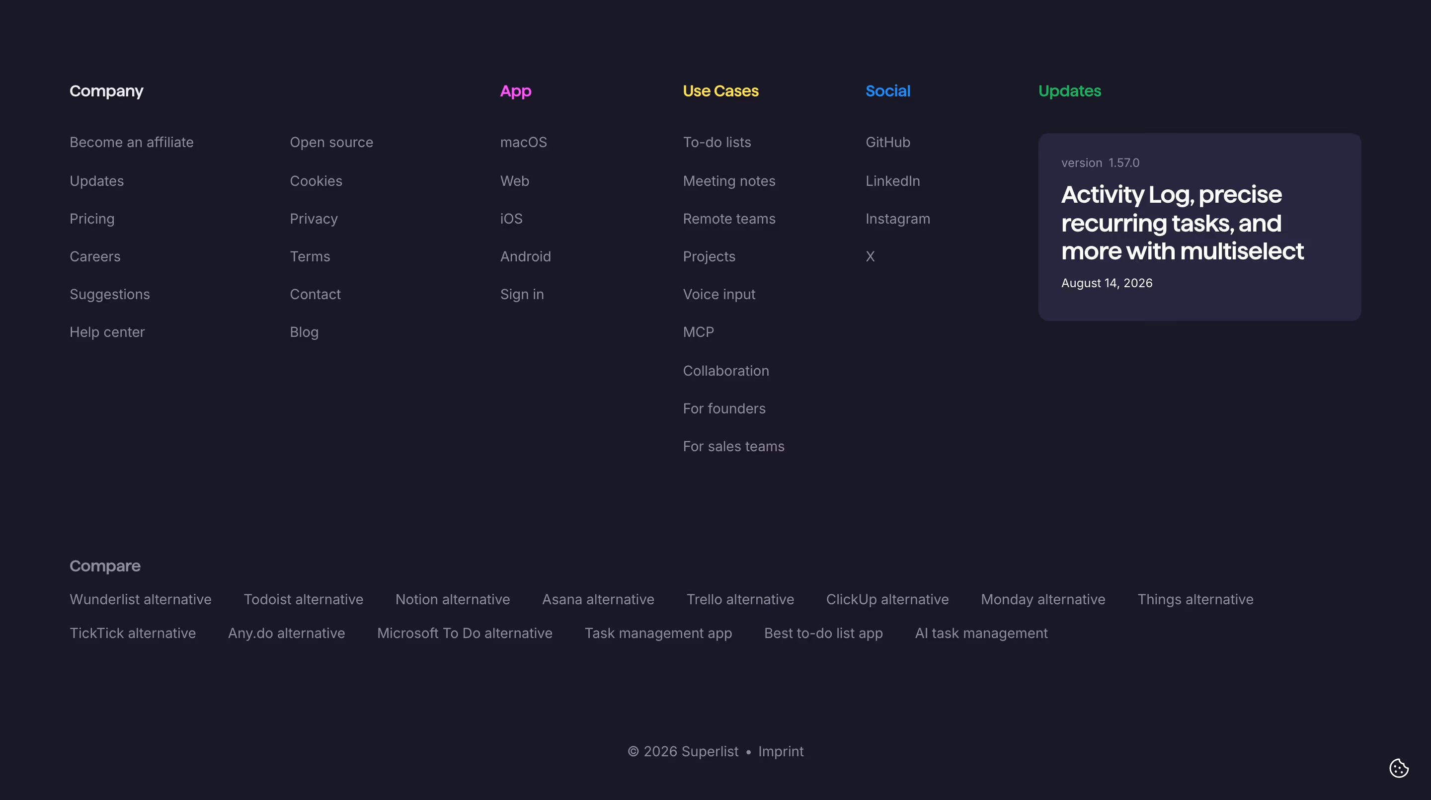 Superlist footer — Productivity & Collaboration