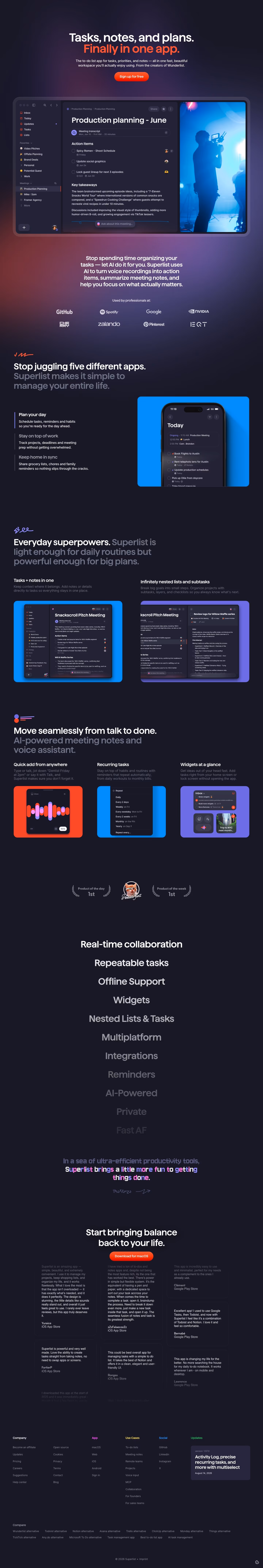 Superlist full landing page screenshot (desktop)
