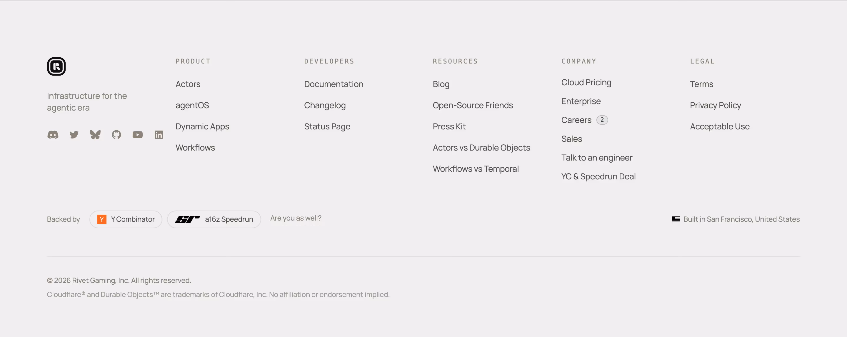 Rivet footer design — Engineering & Infrastructure