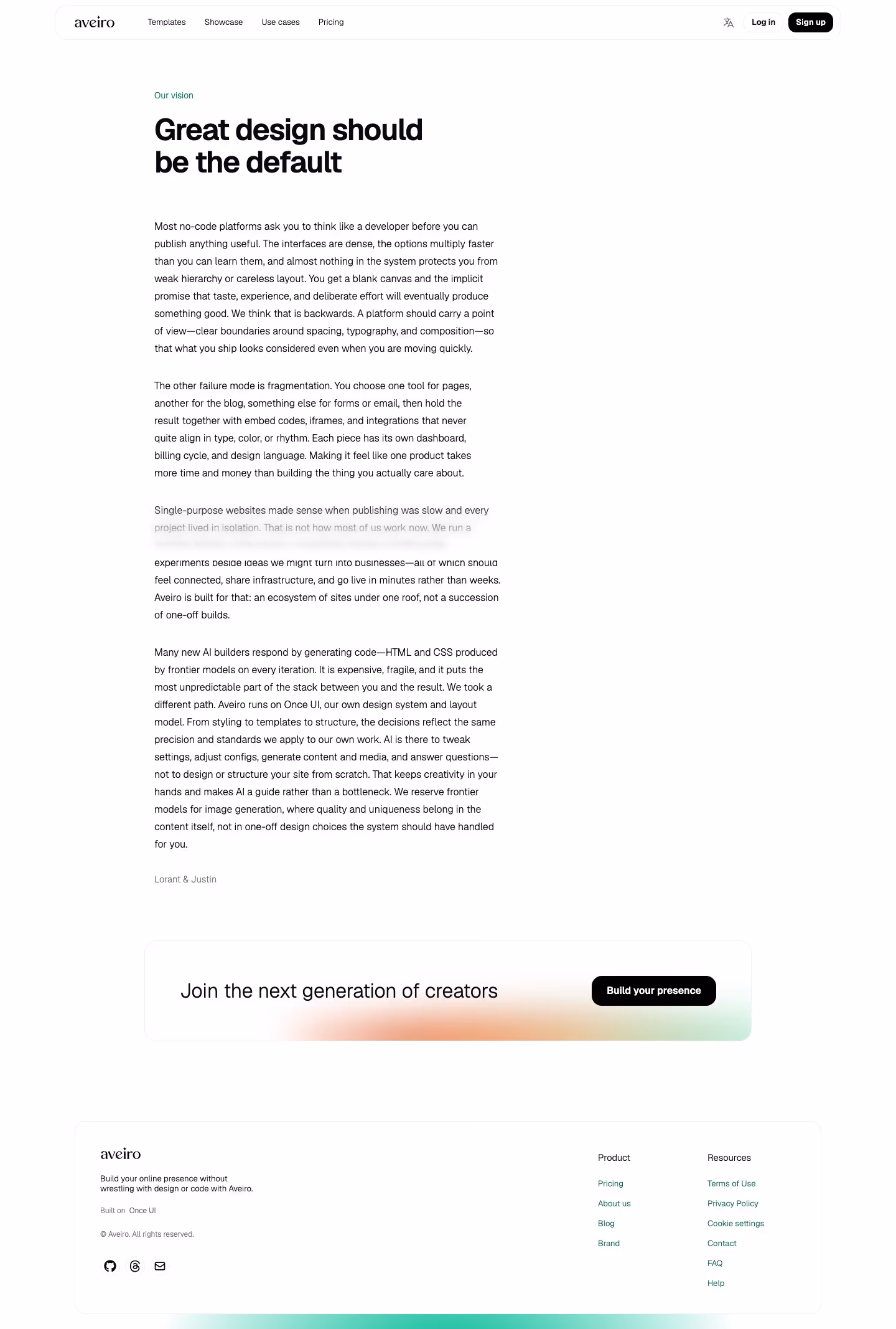Aveiro about us design — Marketing