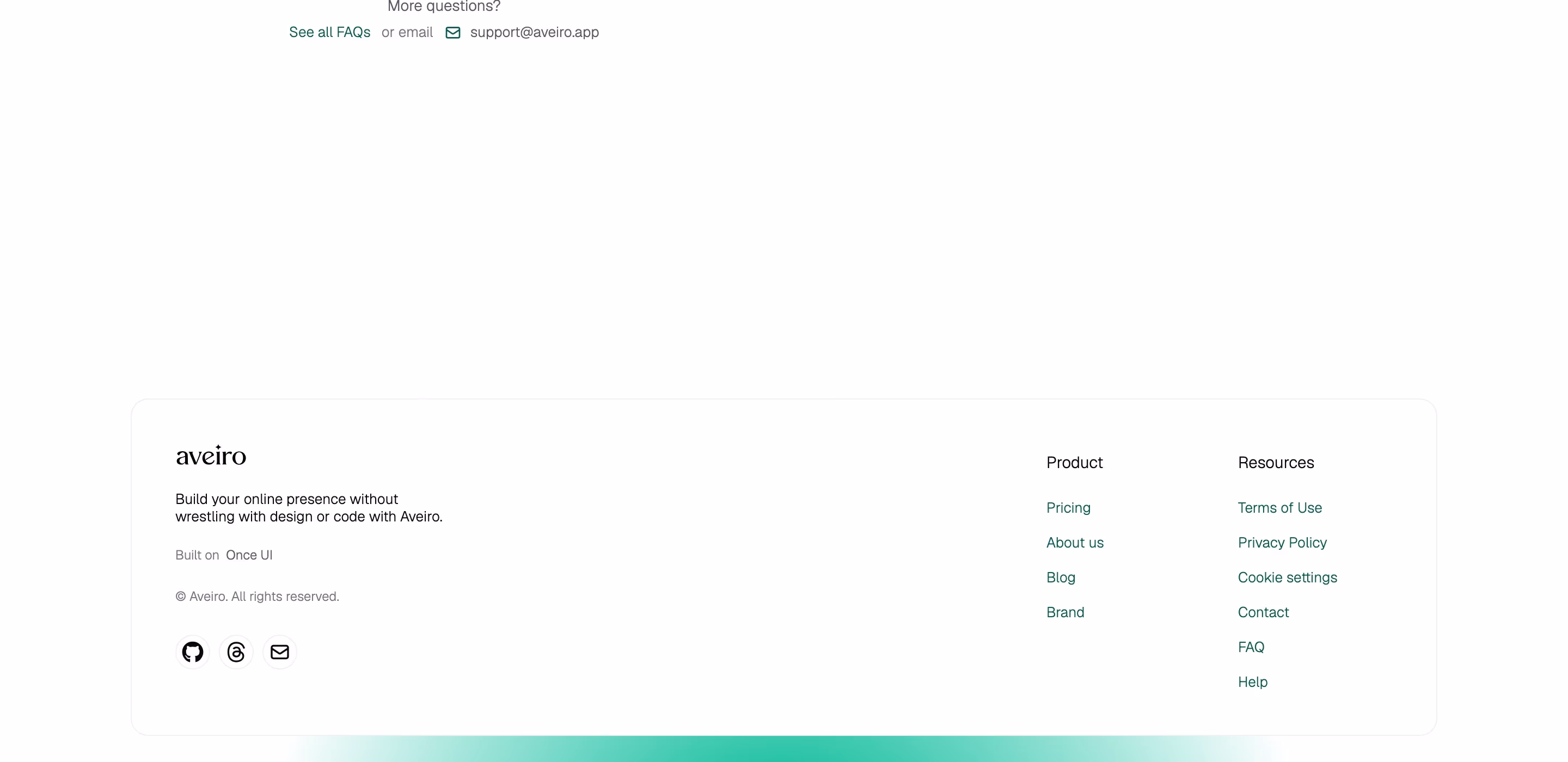 Aveiro footer design — Marketing