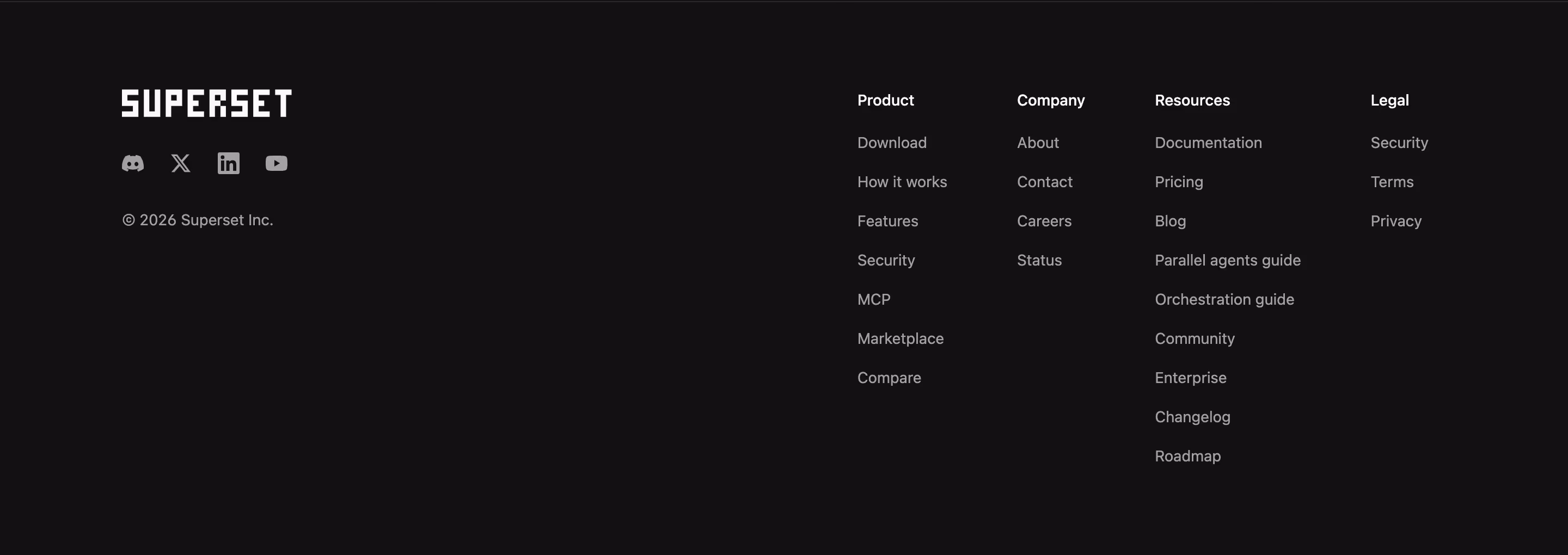 Superset footer design — Engineering & Infrastructure