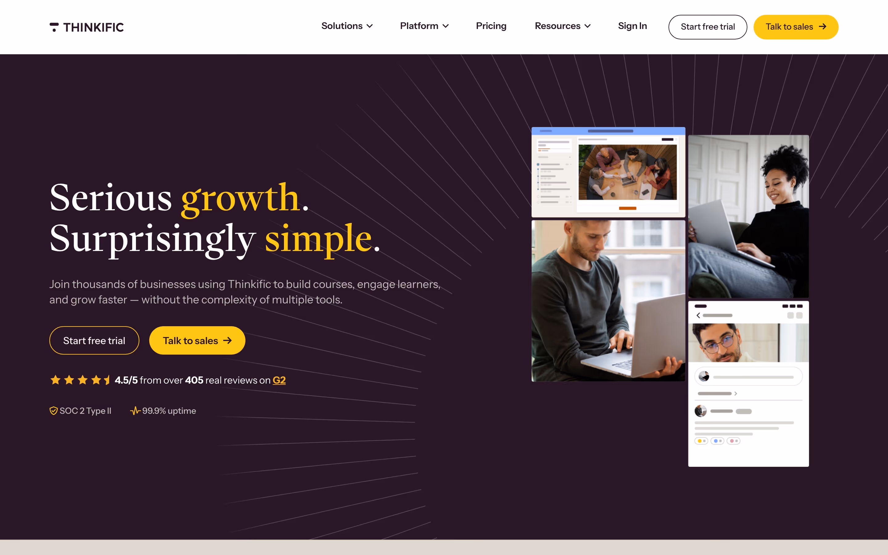 Thinkific hero design — Finance & Commerce