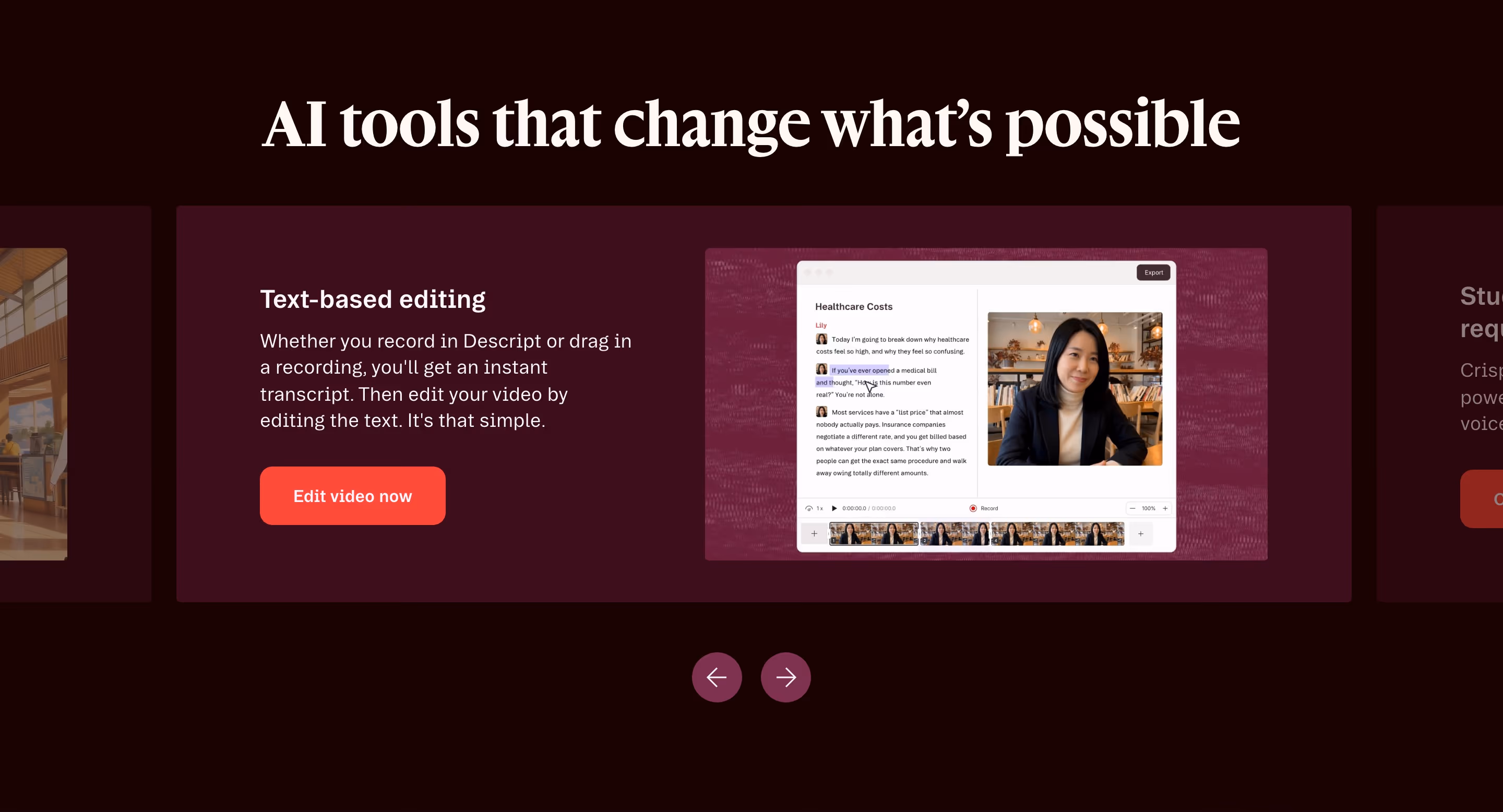 Descript feature design — Productivity & Collaboration