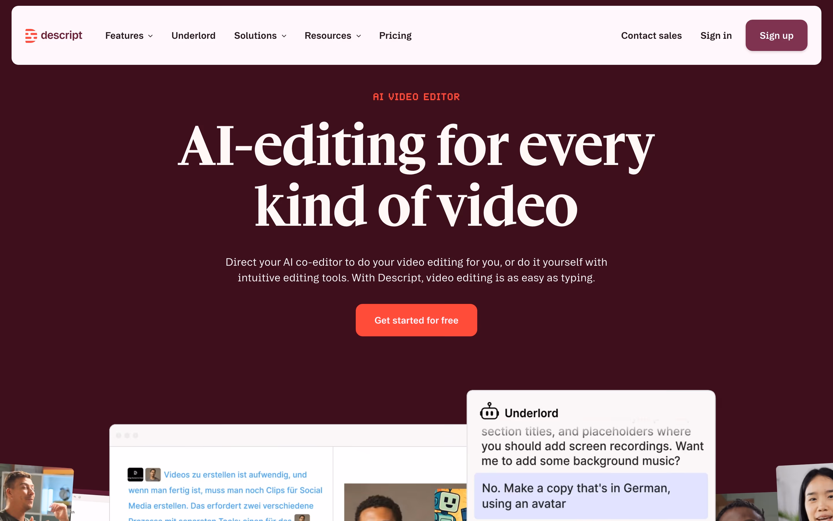 Descript hero — Productivity & Collaboration