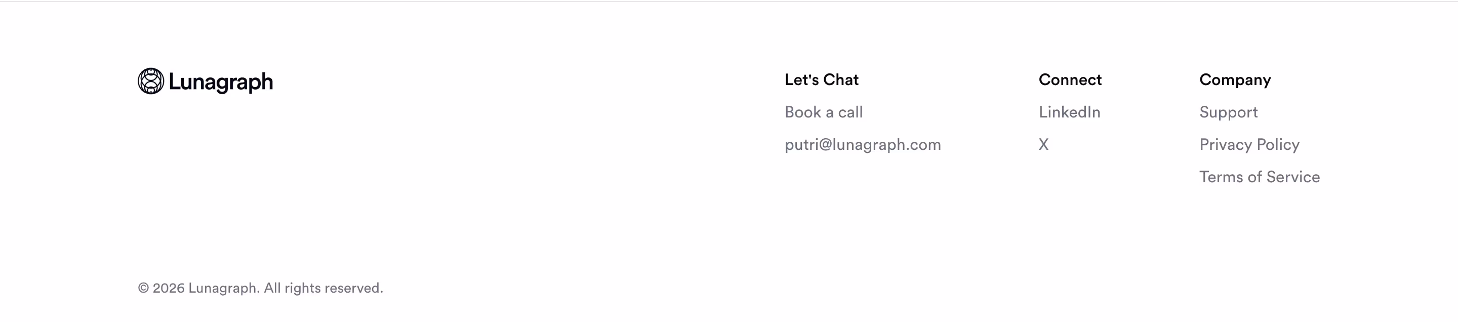 Lunagraph footer design — Engineering & Infrastructure