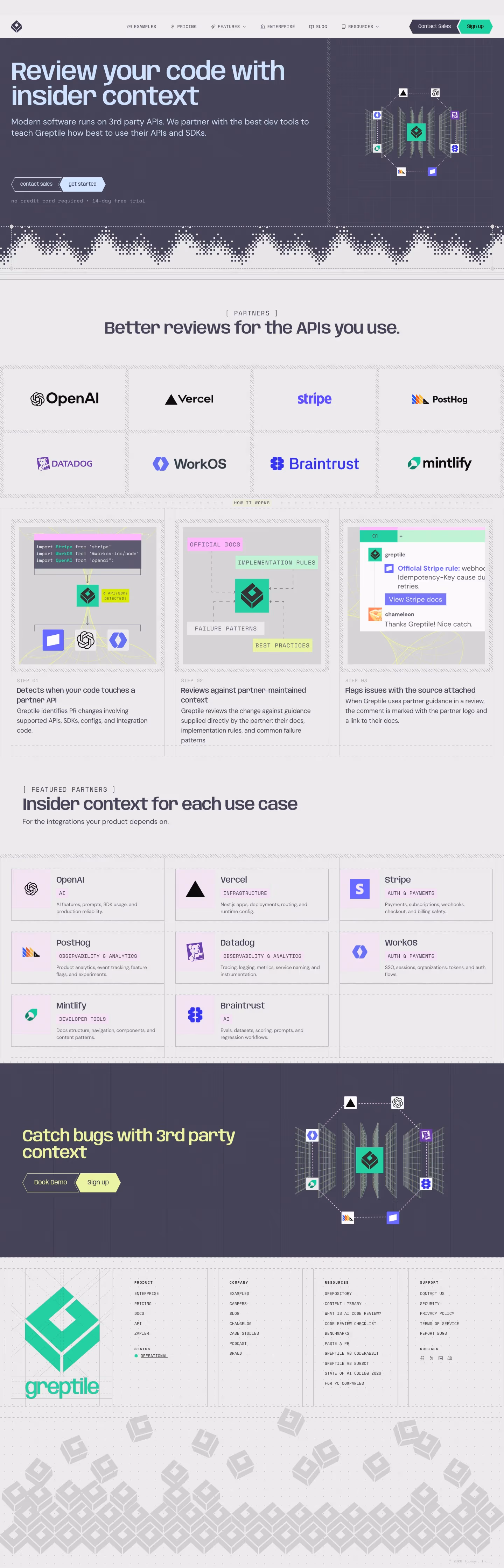 Greptile Affiliate pages section design