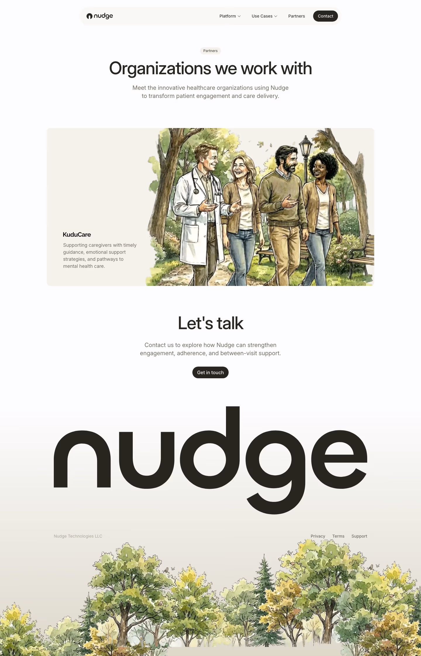 Getnudge Affiliate pages section design