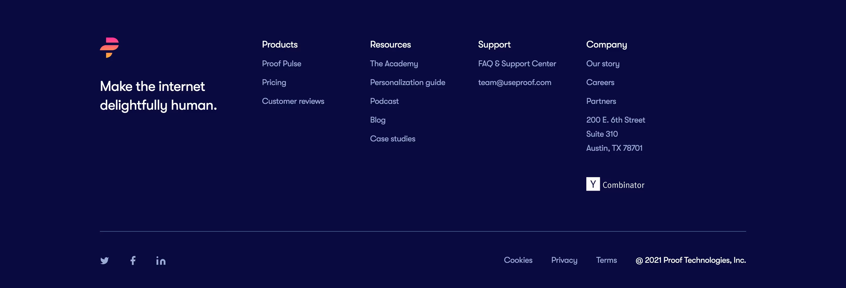 Useproof footer design — Marketing