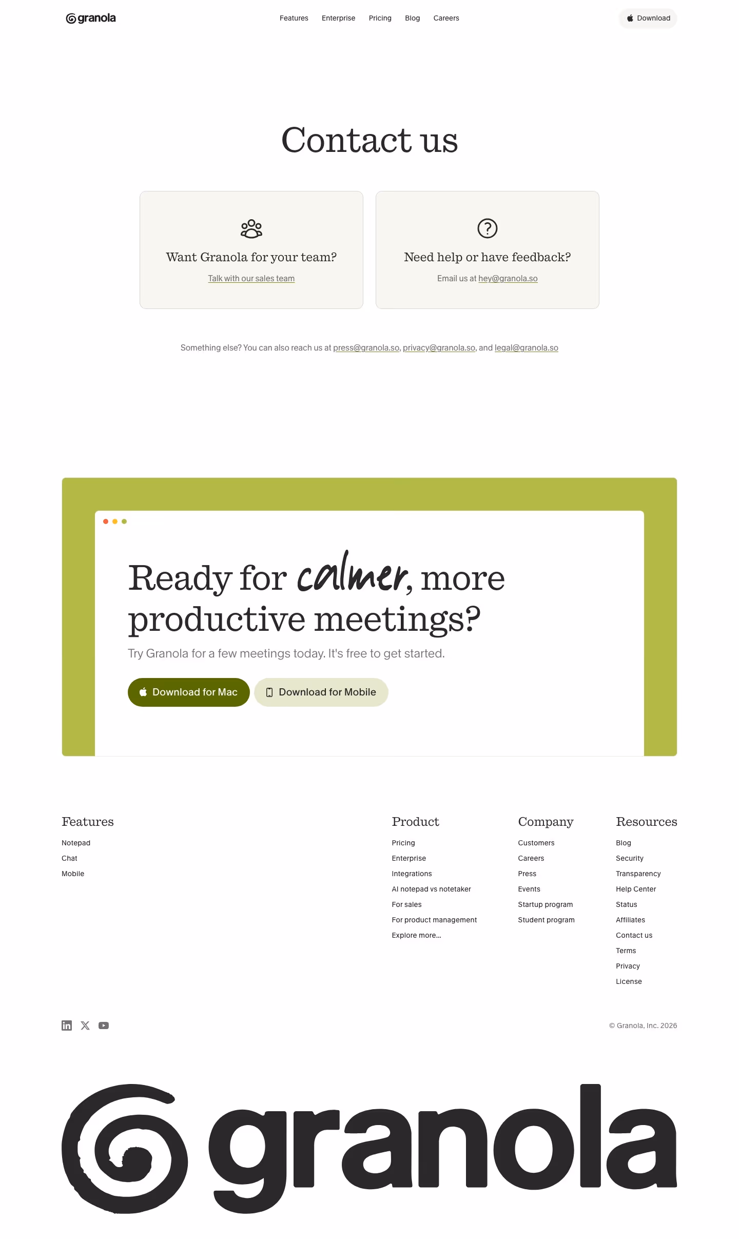 Granola contact — Productivity & Collaboration