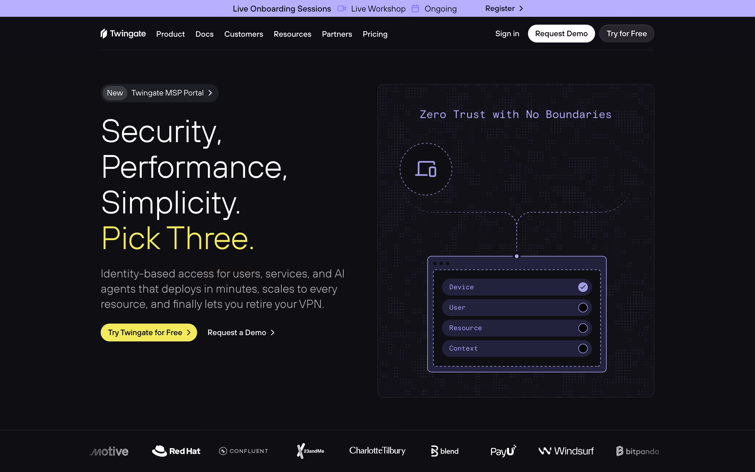 Twingate hero — Security