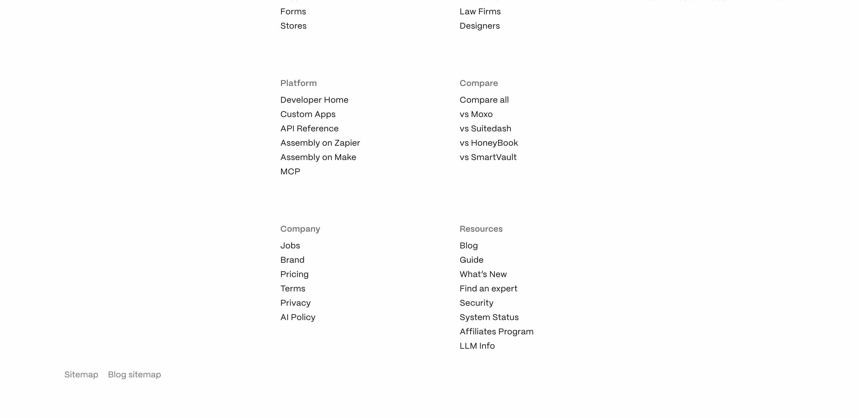 Assembly footer design — Sales & Support