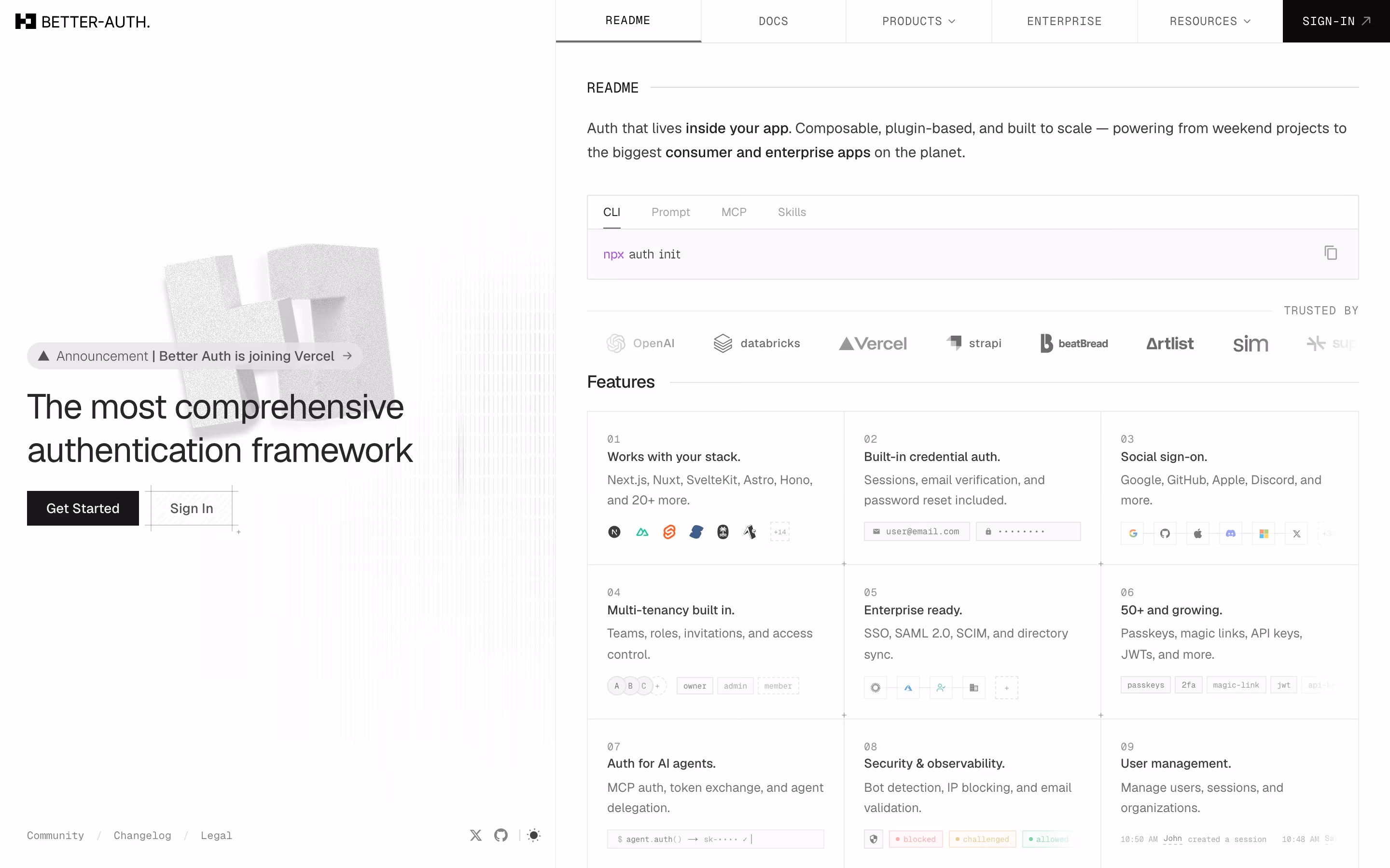 Better-auth hero — Engineering & Infrastructure