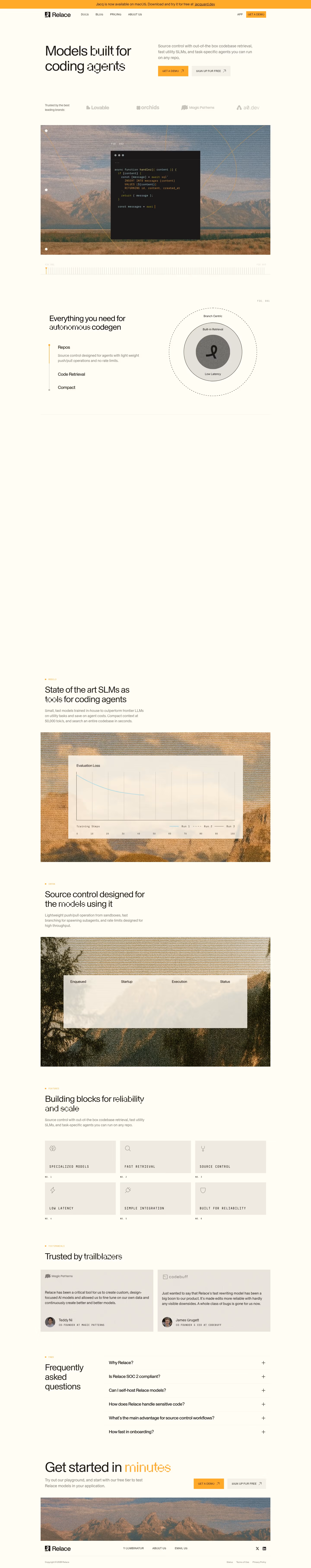 Relace landing page design — Engineering & Infrastructure