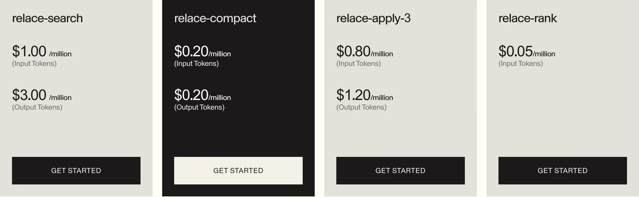 Relace Pricing section design