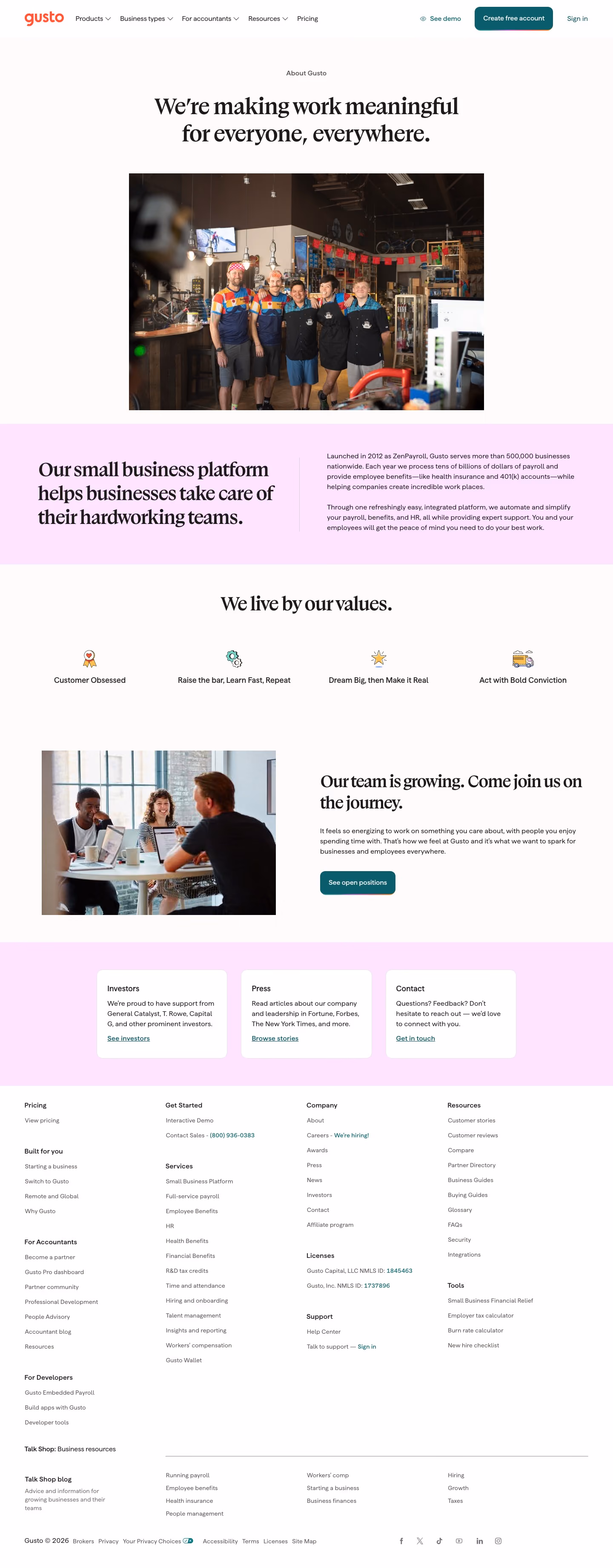Gusto About Us section design