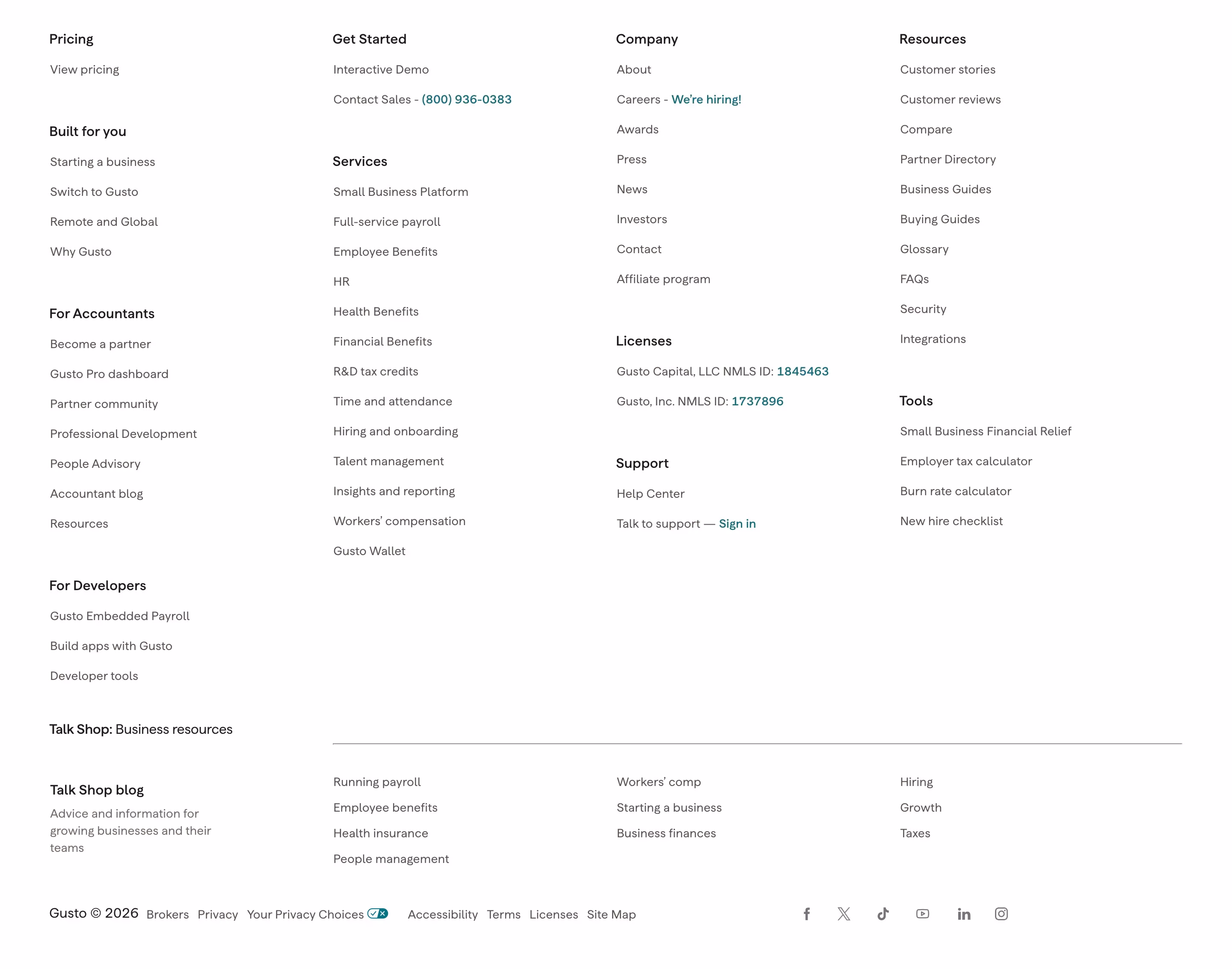 Gusto footer design — People & Culture