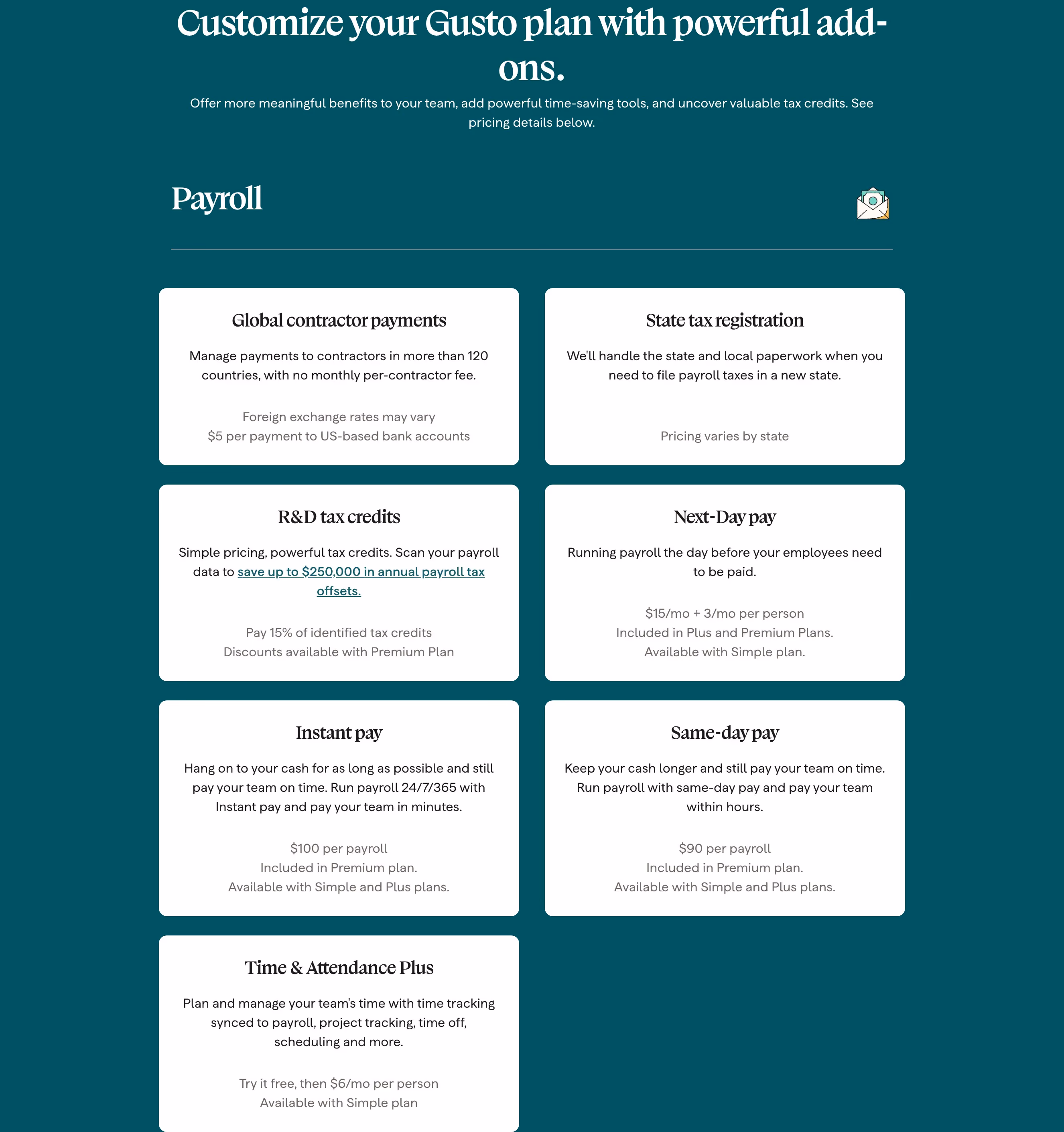 Gusto pricing — People & Culture