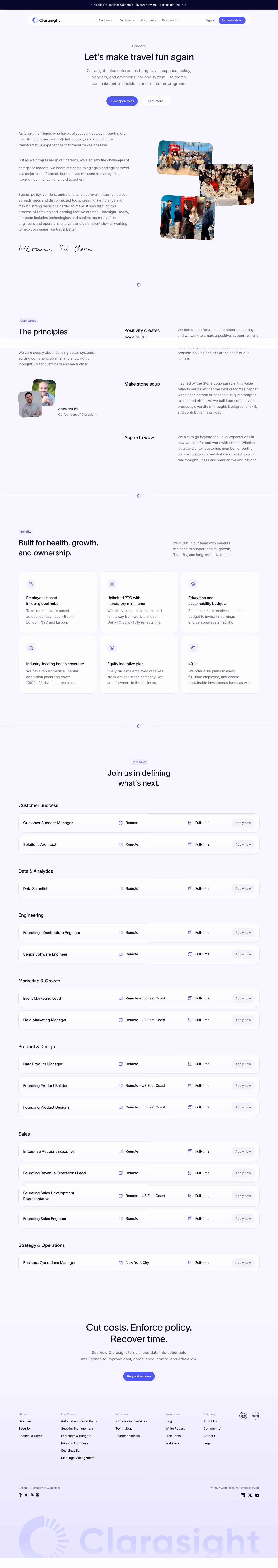 Clarasight About Us section design