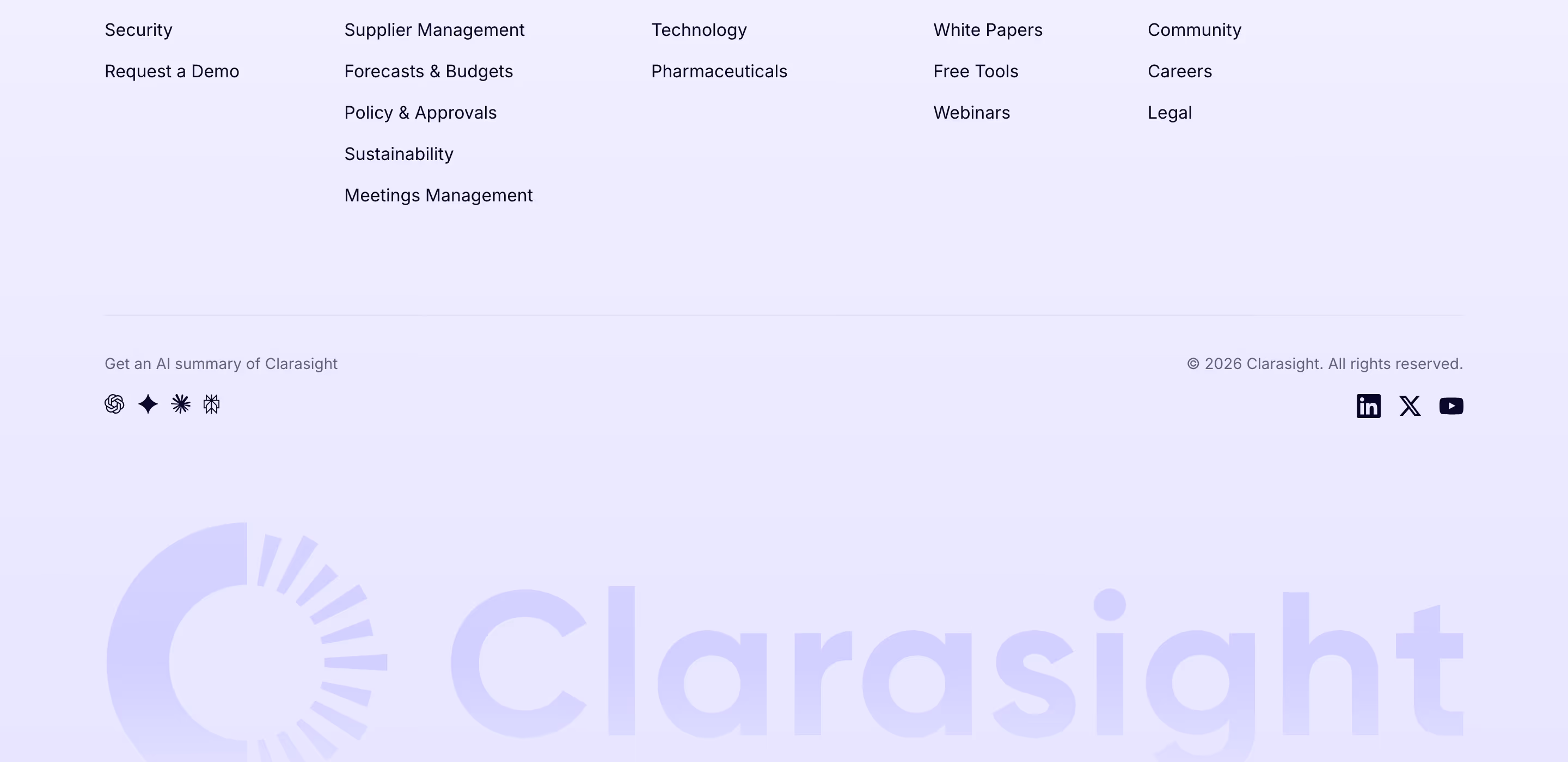 Clarasight footer design — Finance & Commerce