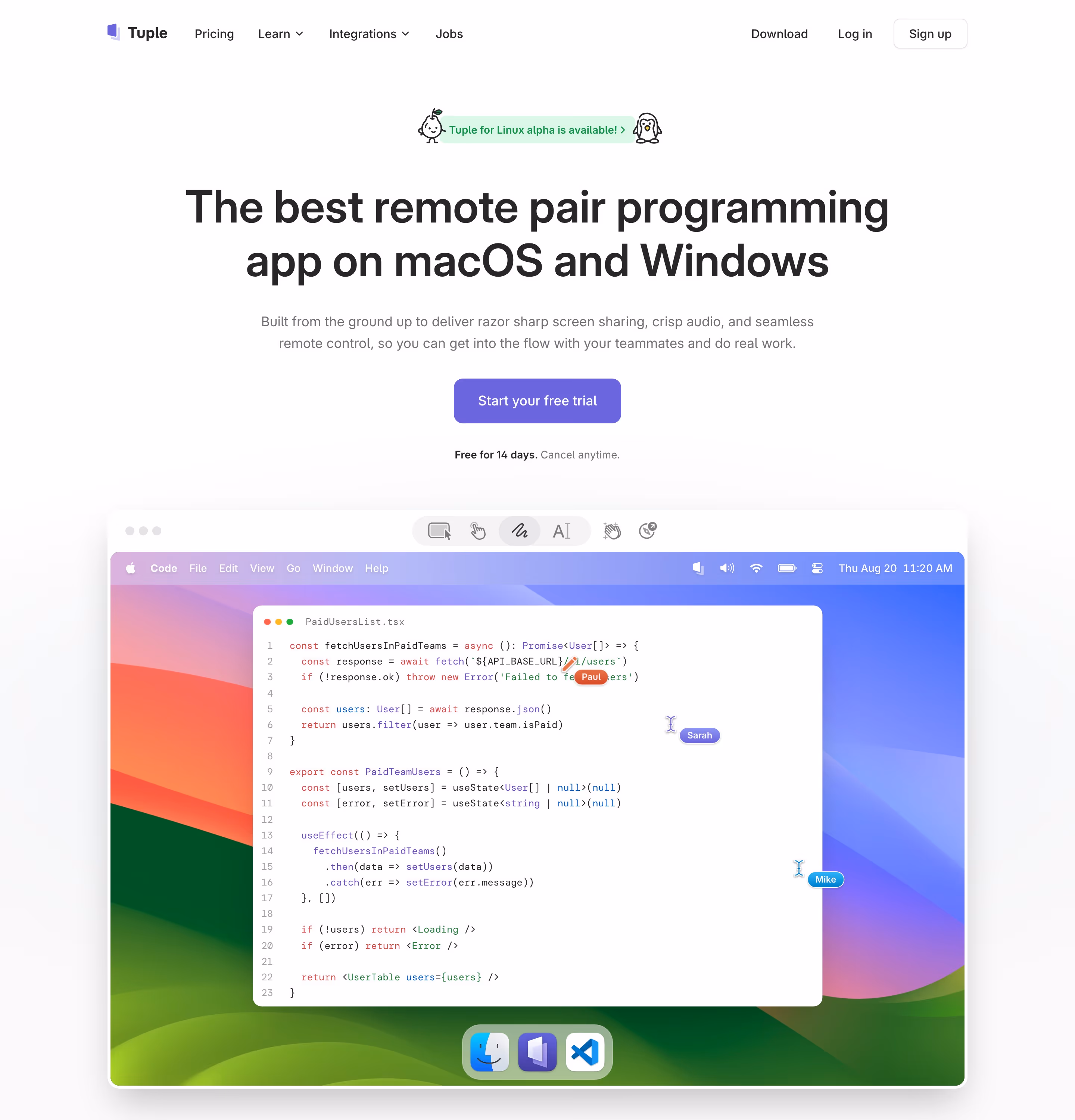 Tuple hero design — Engineering & Infrastructure