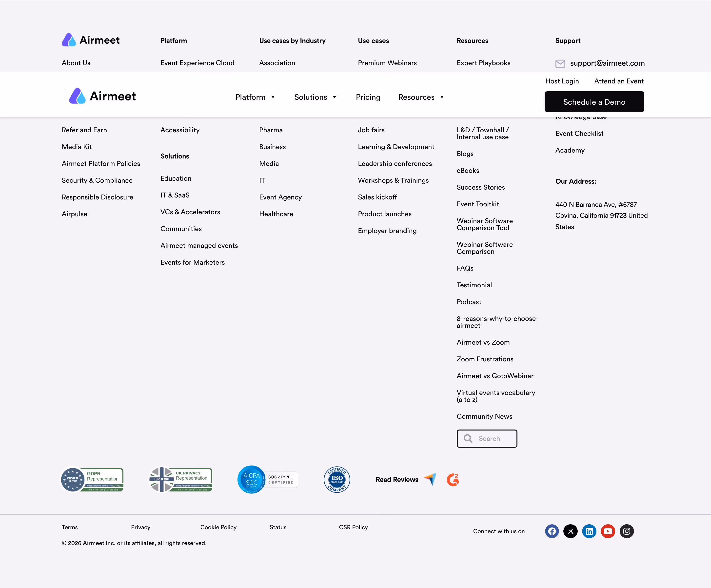 Airmeet footer design — Marketing