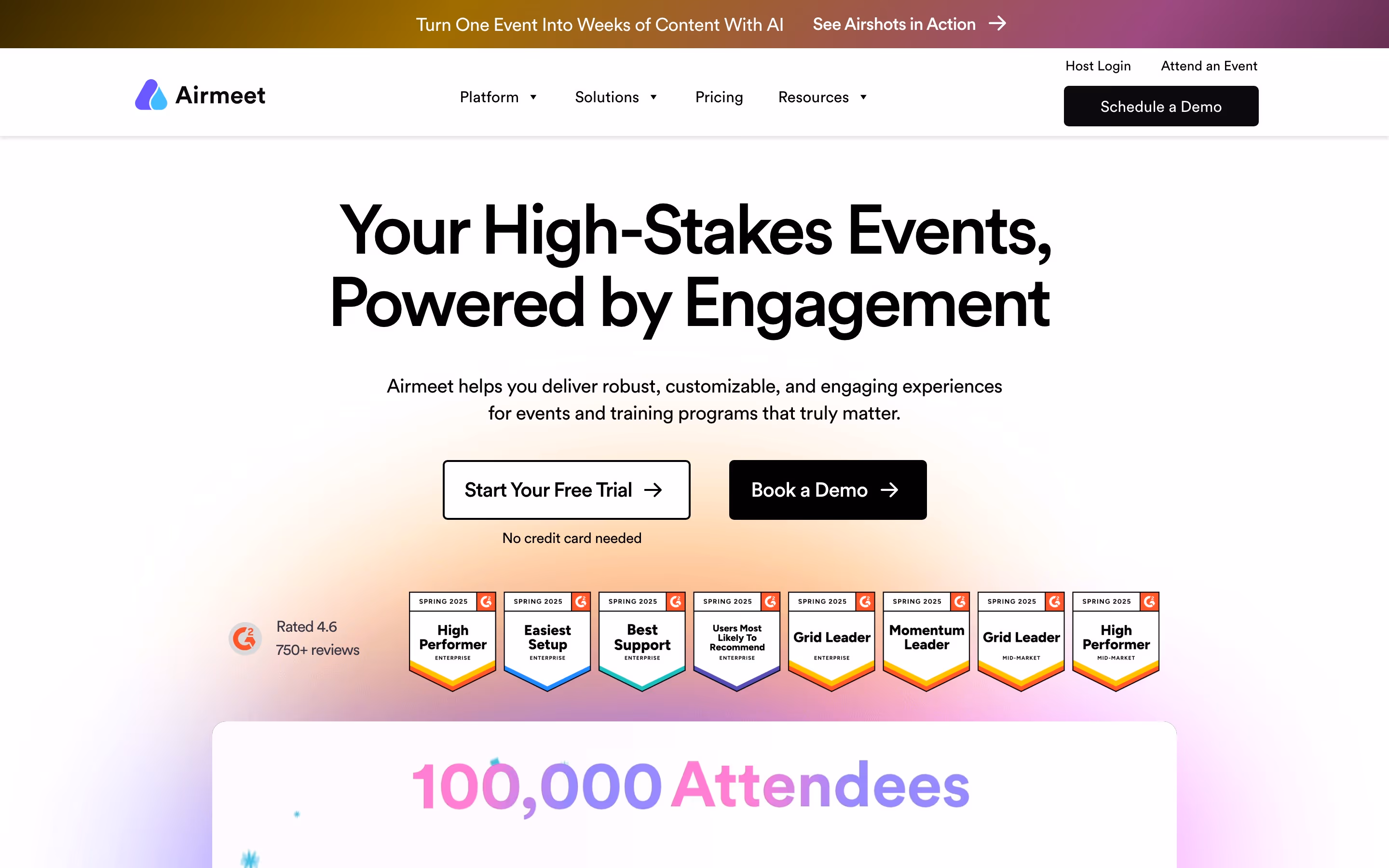 Airmeet hero design — Marketing