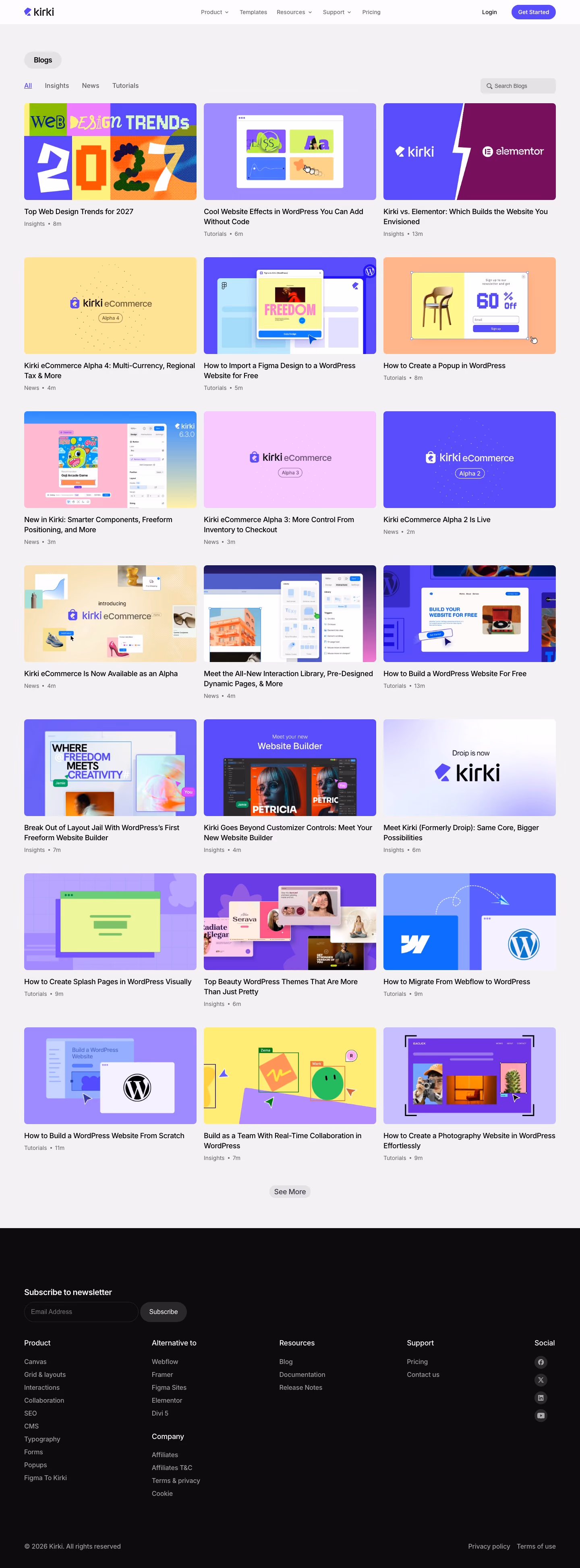 Kirki Blog pages section design