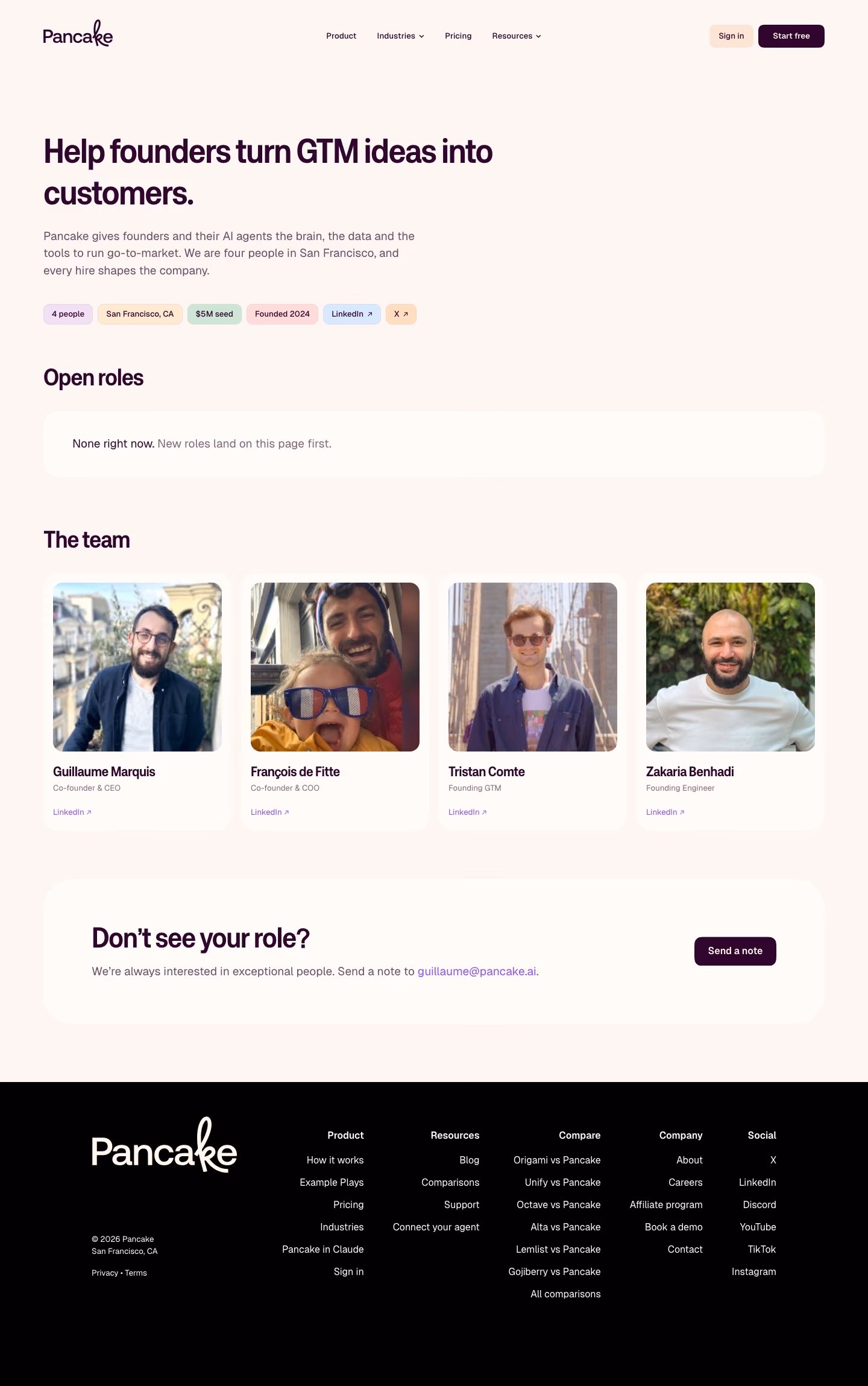 Pancake Careers pages section design
