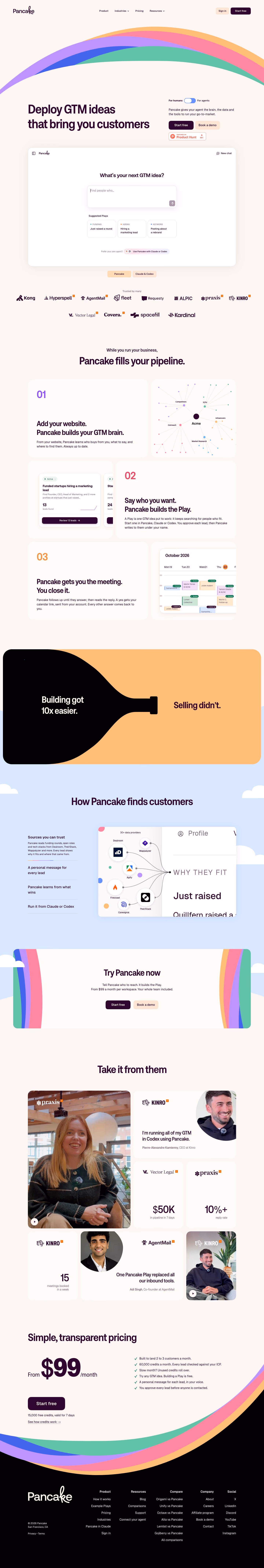 Pancake full landing page screenshot (desktop)
