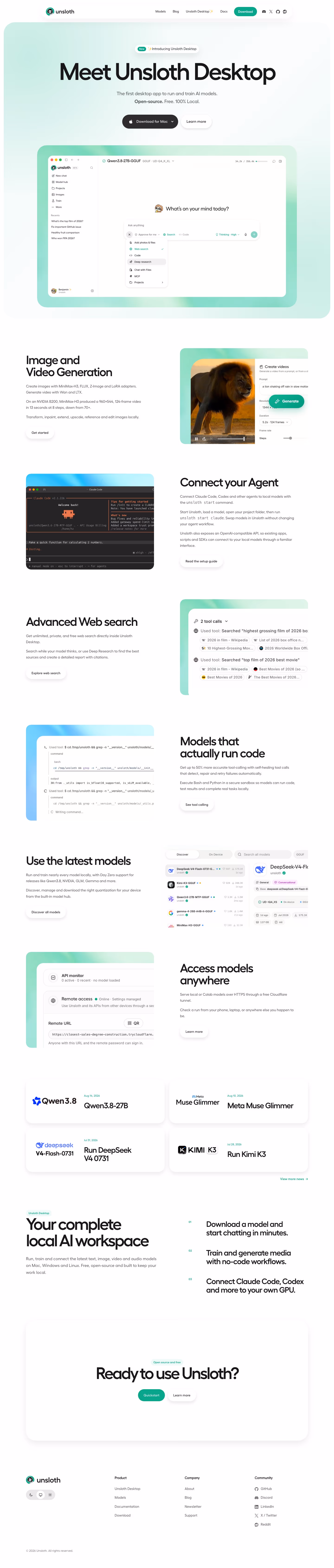 Unsloth landing page design — Engineering & Infrastructure