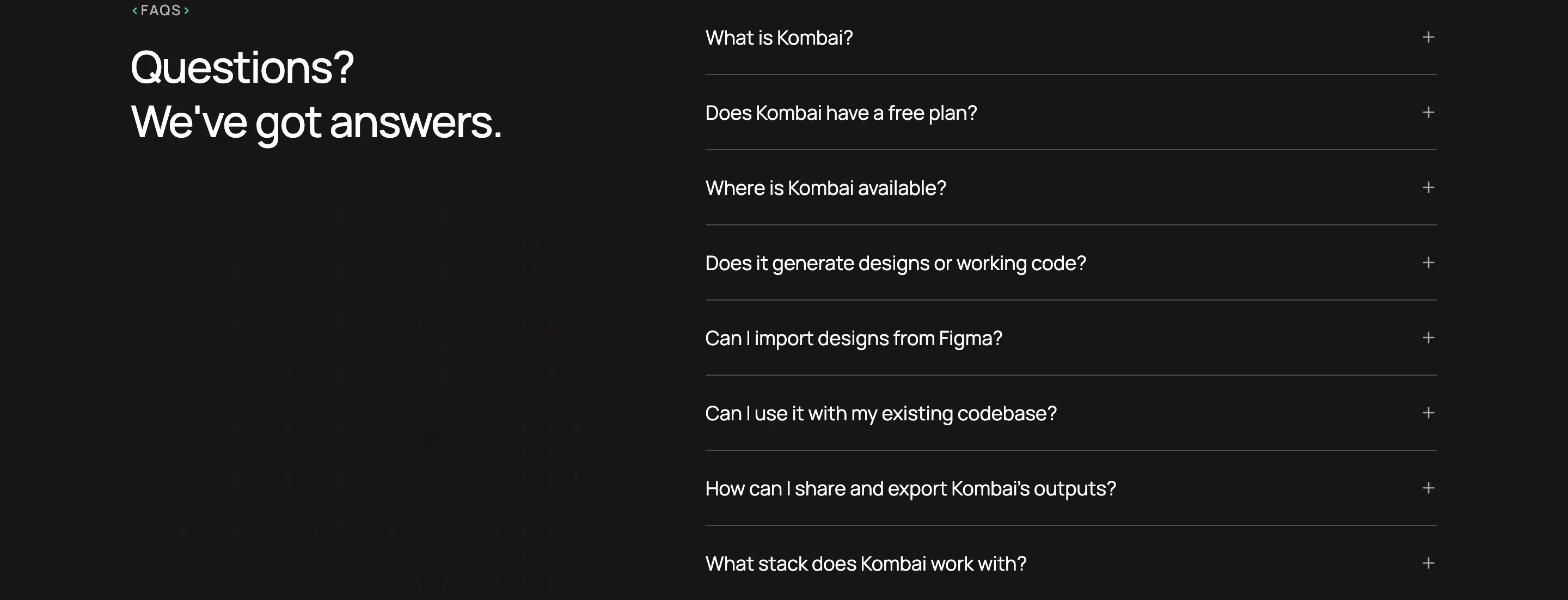 Kombai faq design — Engineering & Infrastructure