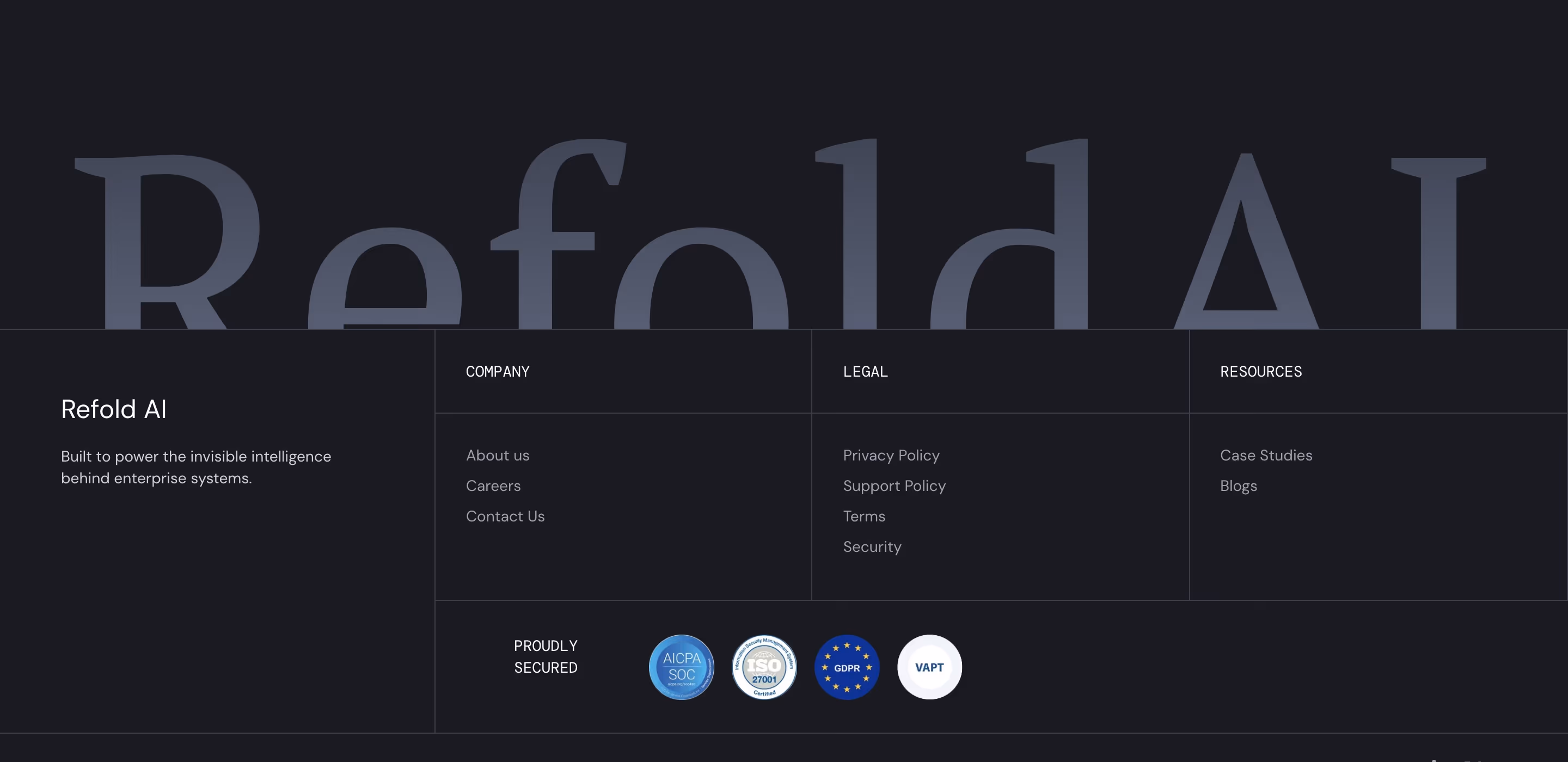 Refold footer design — Engineering & Infrastructure