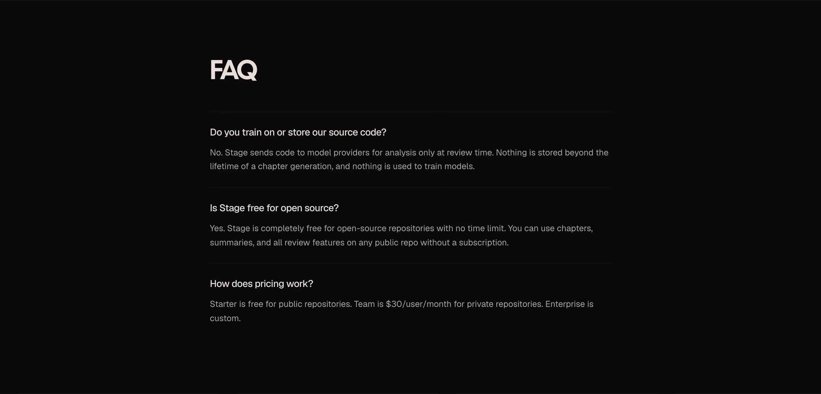 Stagereview faq design — Engineering & Infrastructure