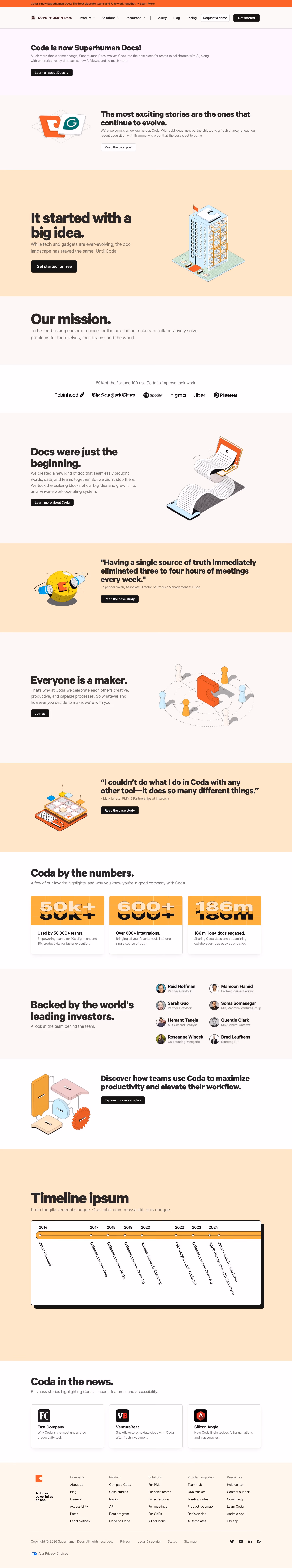 Coda About Us section design