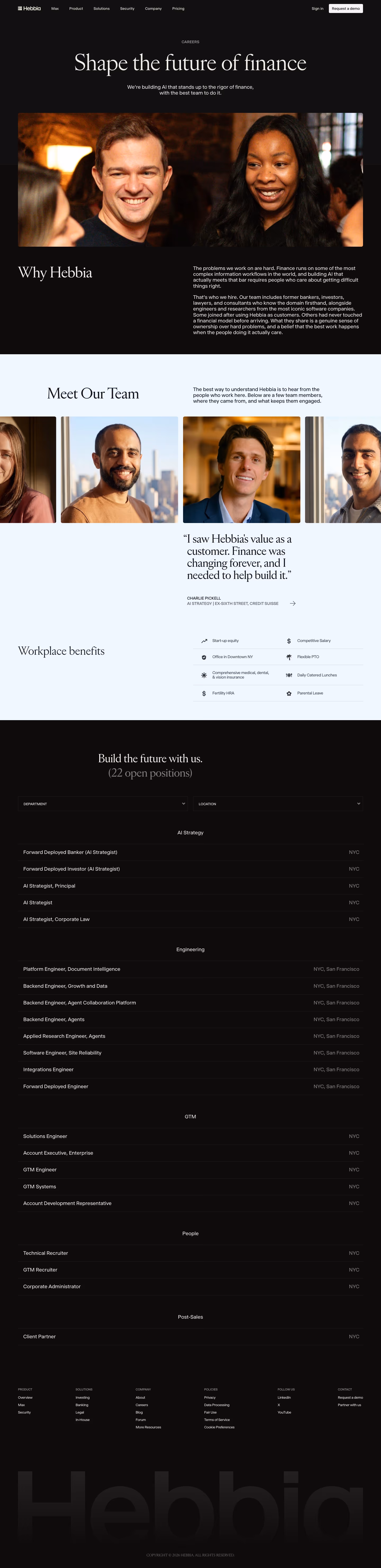 Hebbia Careers pages section design