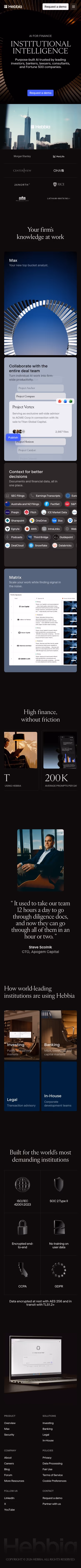 Hebbia mobile design — Finance & Commerce