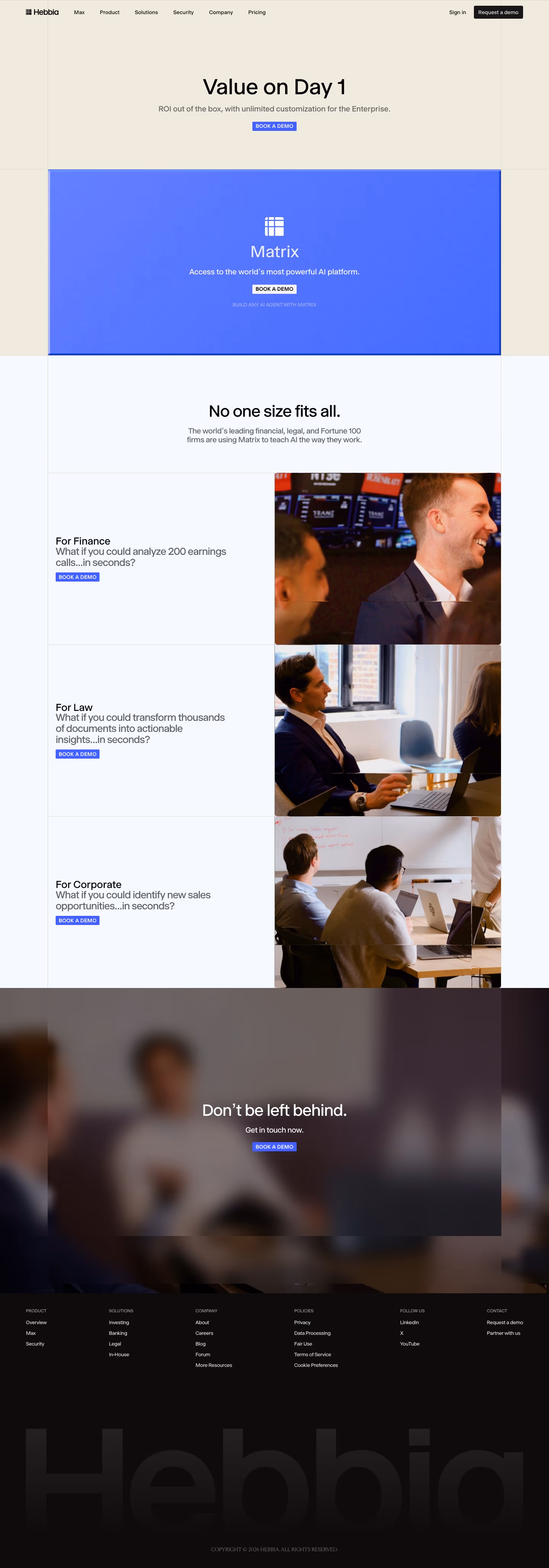 Hebbia Pricing & Plans section design