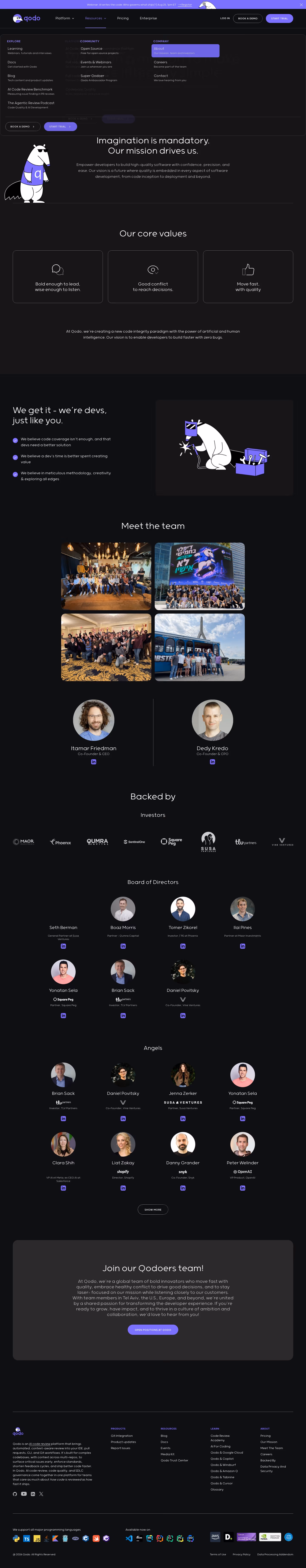 Qodo about us design — Engineering & Infrastructure