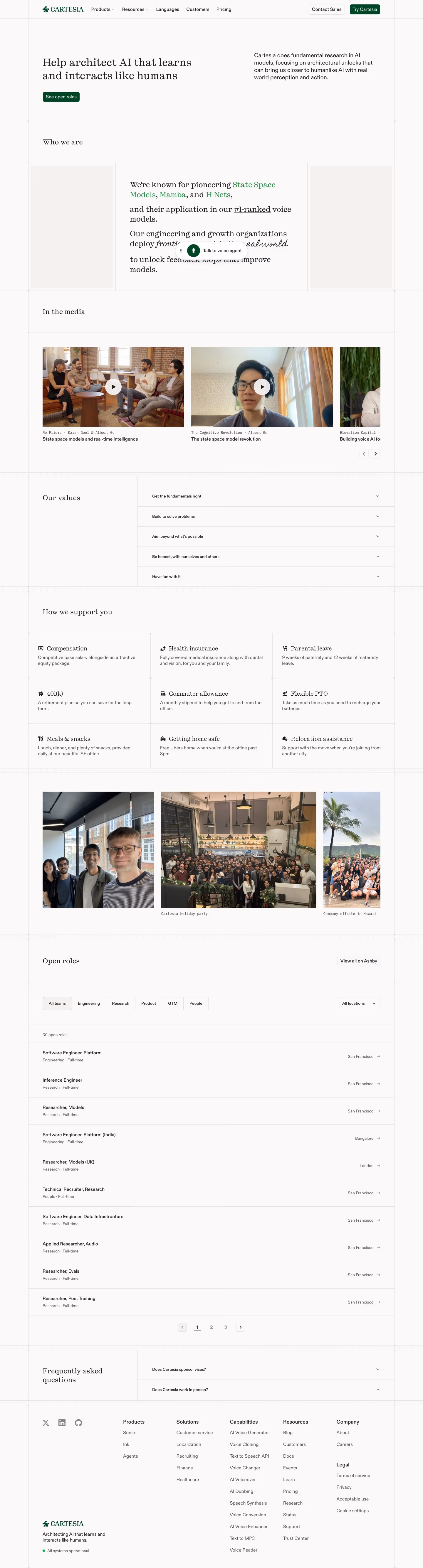 Cartesia Careers pages section design