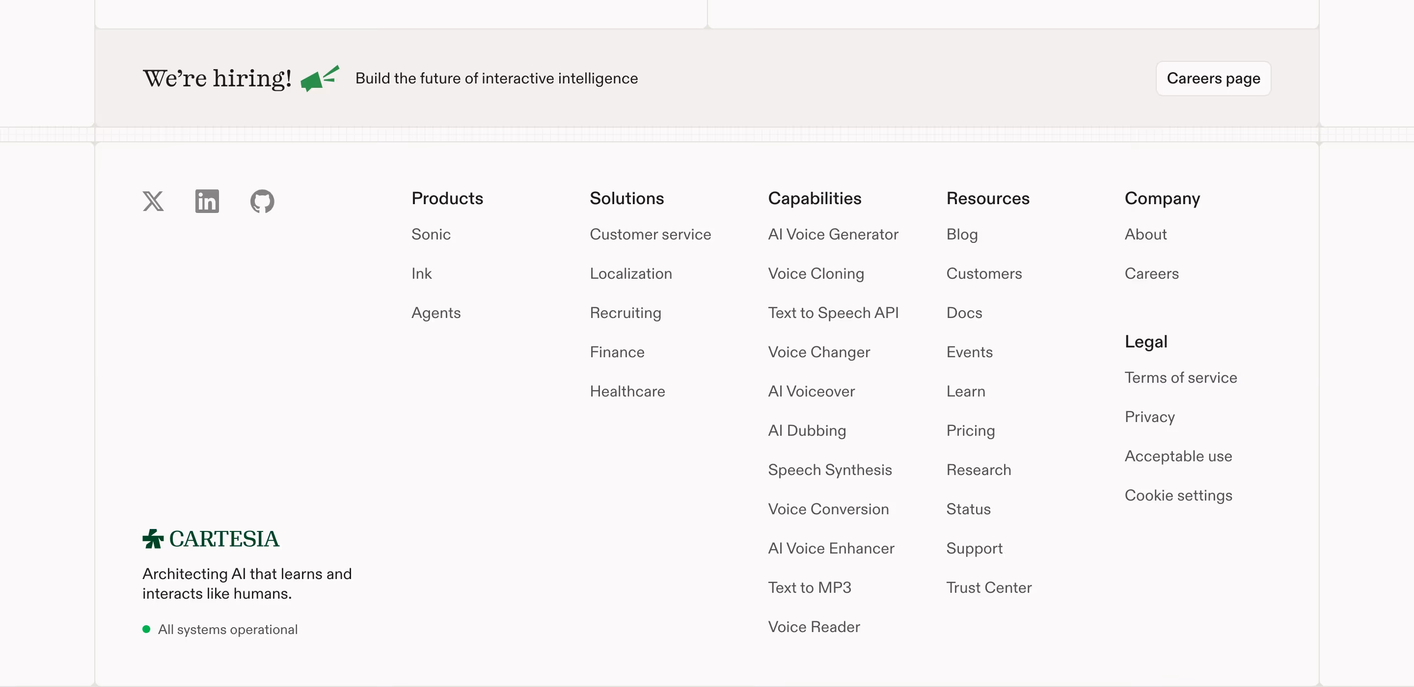 Cartesia footer design — Engineering & Infrastructure