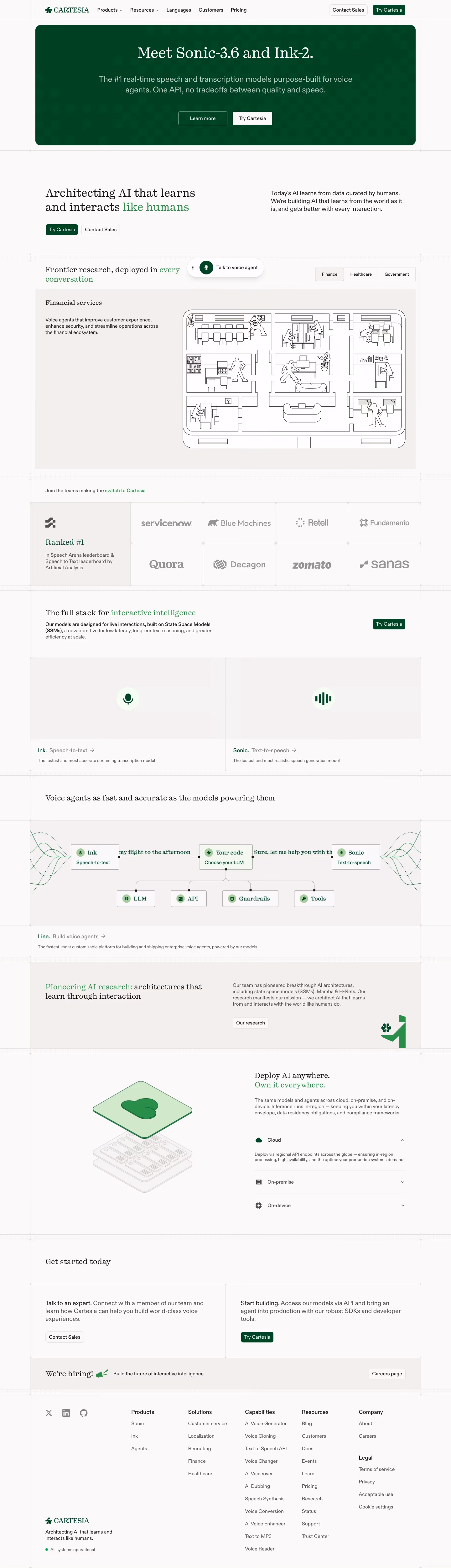 Cartesia landing page design — Engineering & Infrastructure
